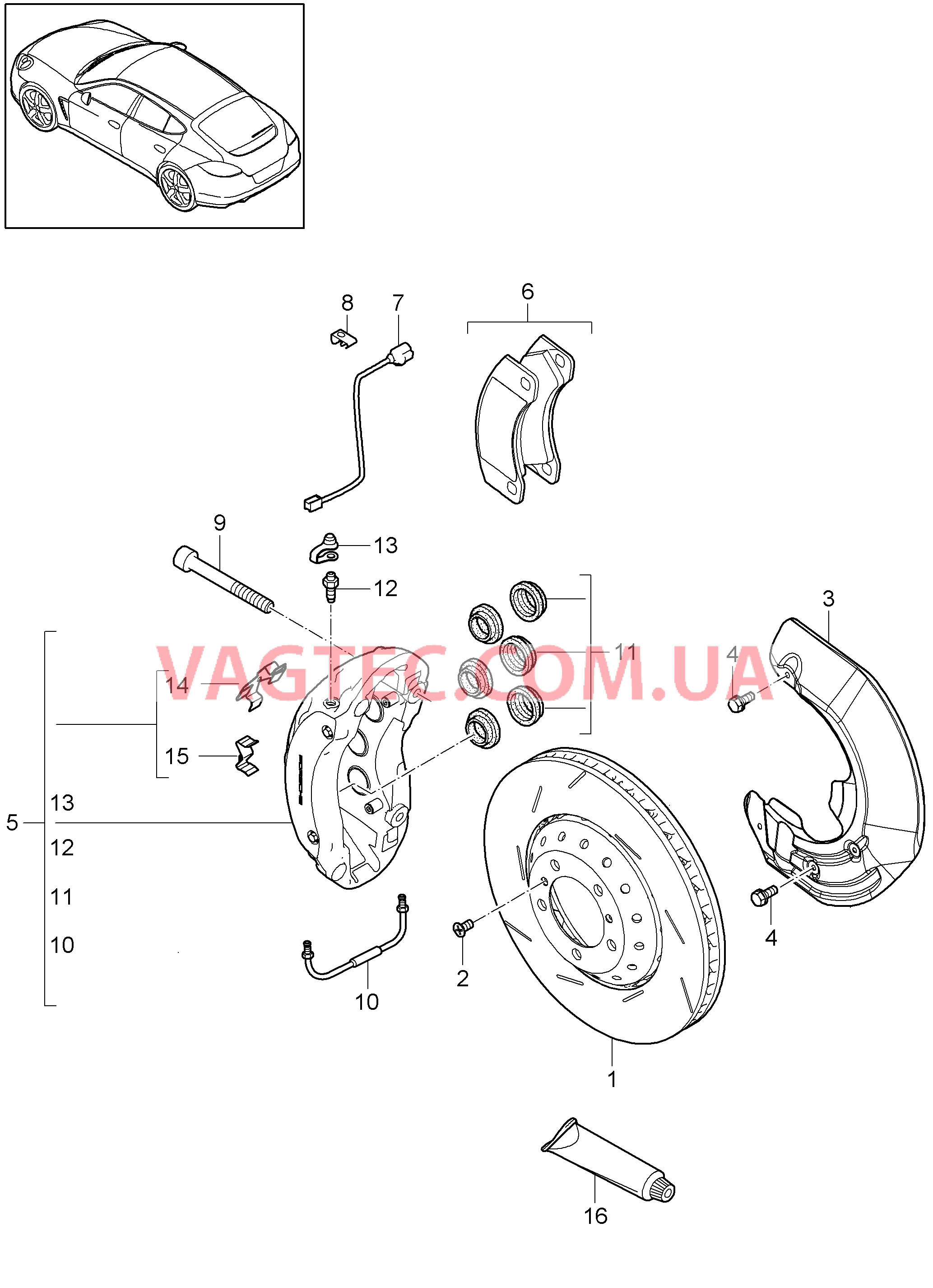 602-000 Дисковой тормоз, Передняя ось
						
						MCG.EA/FA, M48.20/40 для PORSCHE Panamera 2010-2016USA