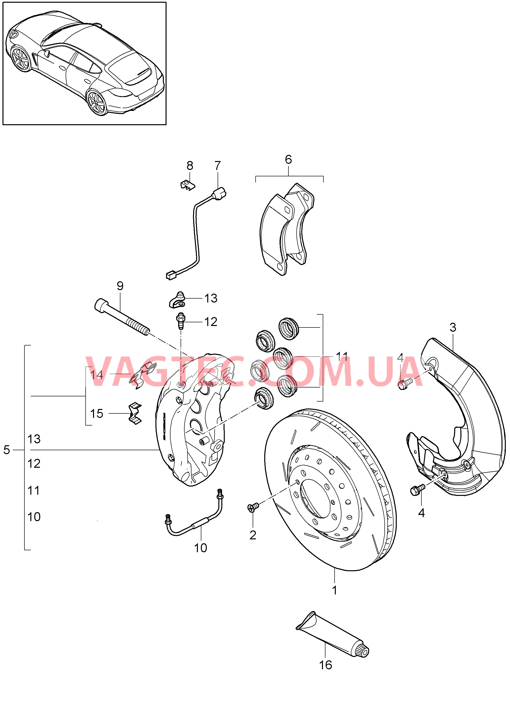 602-002 Дисковой тормоз, Передняя ось
						
						MCW.DA, MCX.PA/RA для PORSCHE Panamera 2010-2016USA