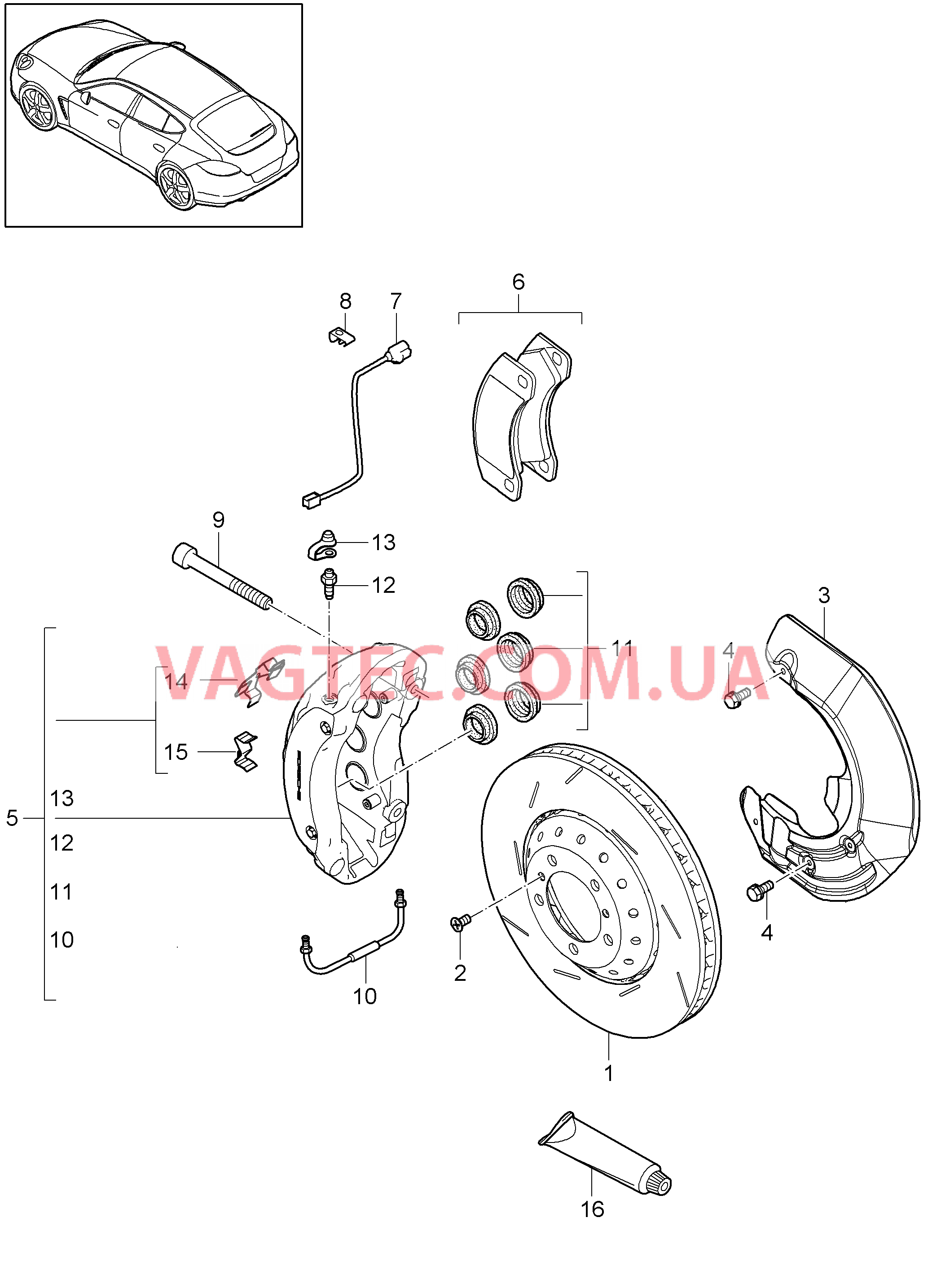 602-005 Дисковой тормоз, Передняя ось
						
						TURBO, M48.70, TURBO S для PORSCHE Panamera 2010-2016