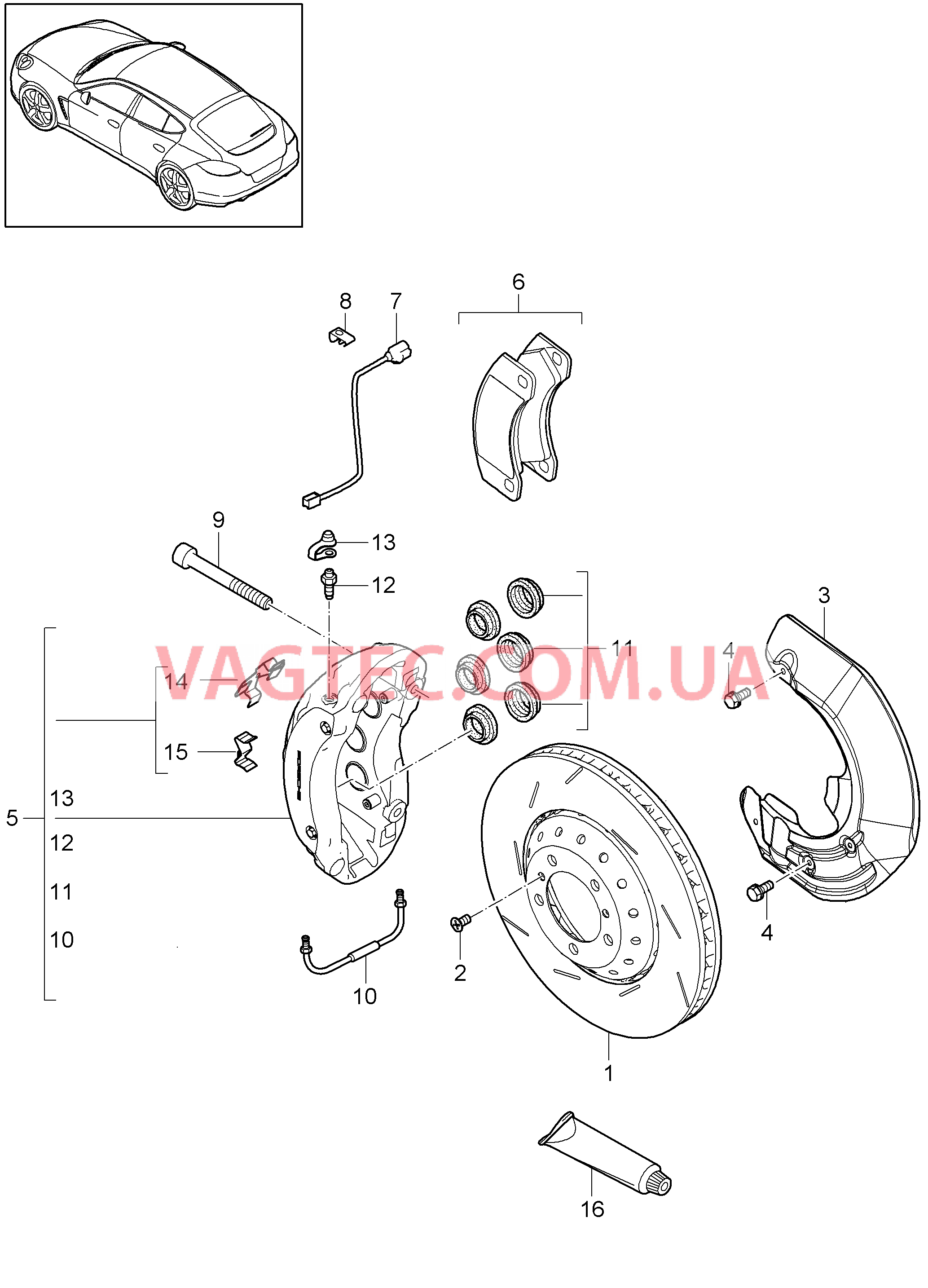 602-005 Дисковой тормоз, Передняя ось
						
						TURBO, M48.70, TURBO S для PORSCHE Panamera 2010-2016USA