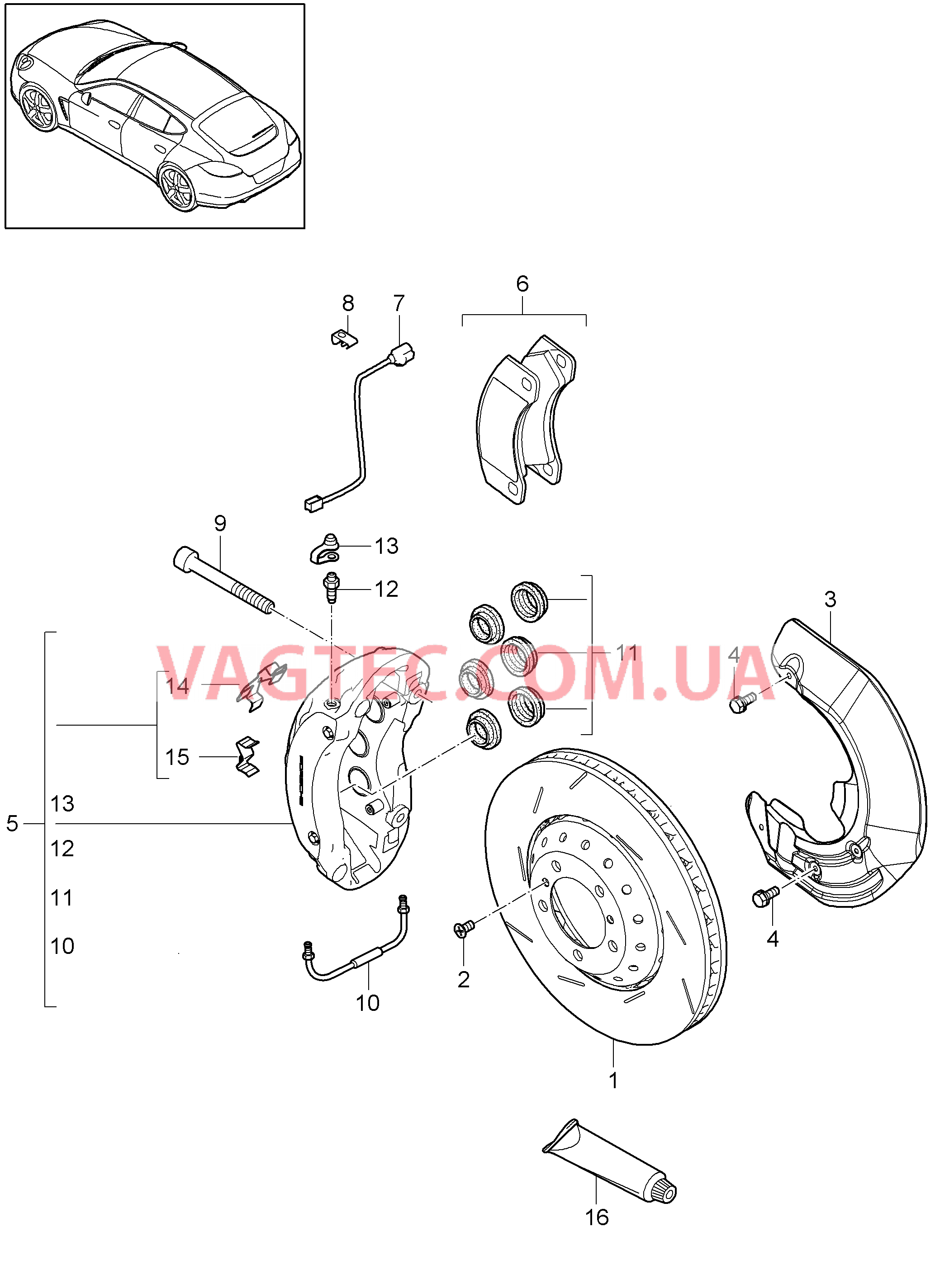 602-007 Дисковой тормоз, Передняя ось
						
						TURBO, MCW.BA, TURBO S, MCW.CA для PORSCHE Panamera 2010-2016
