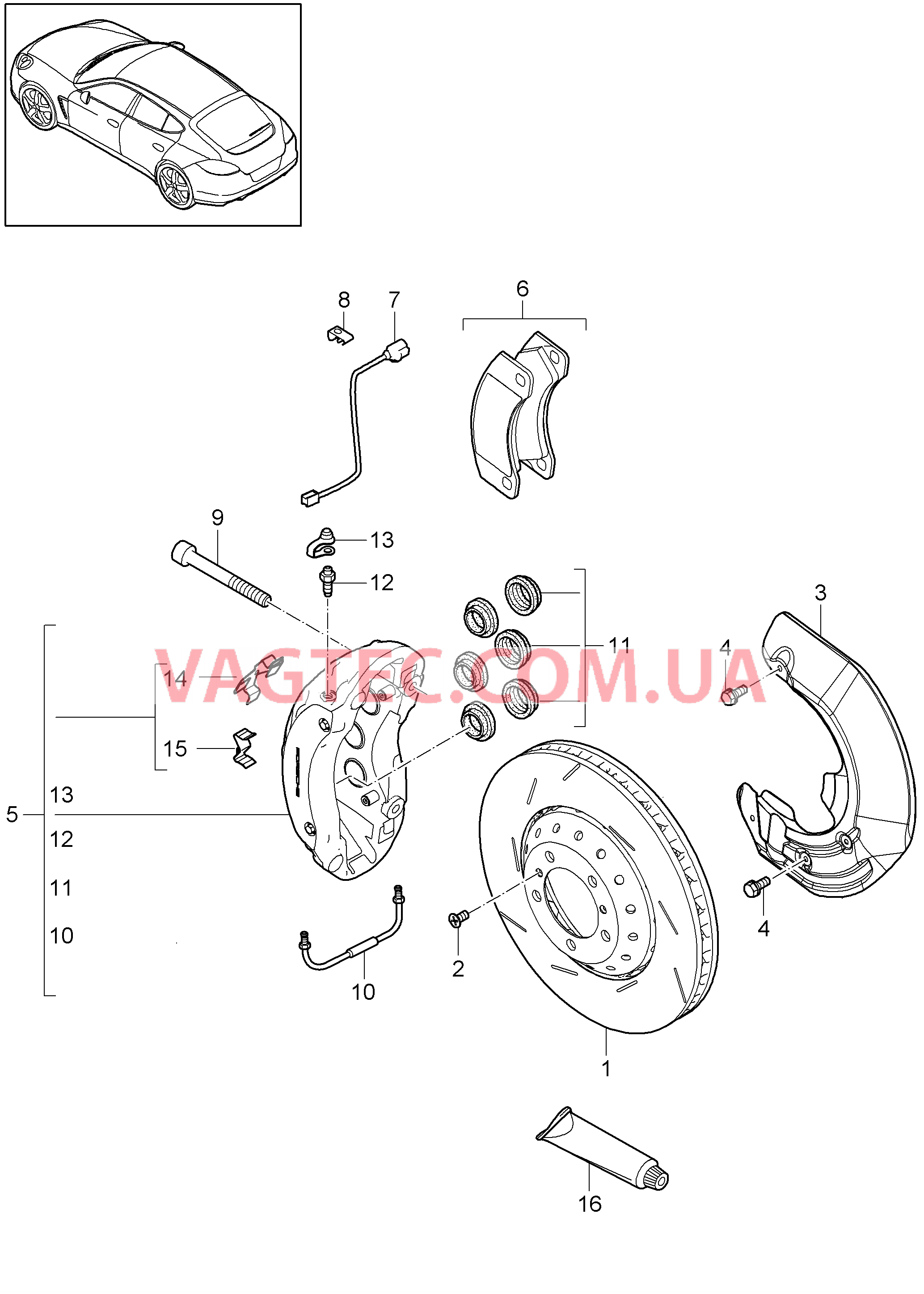 602-012 Дисковой тормоз, Передняя ось
						
						MCR.CB/CC, MCW.AA/FA/JA, MCG.EA/FA для PORSCHE Panamera 2010-2016