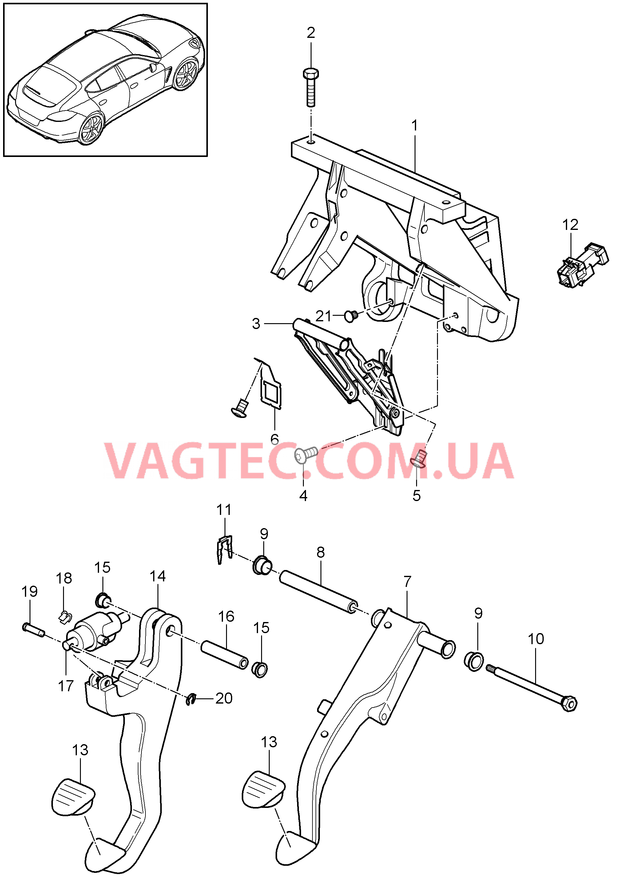 702-000 Педальный механизм, Мкпп
						
						I480 для PORSCHE Panamera 2010-2016USA