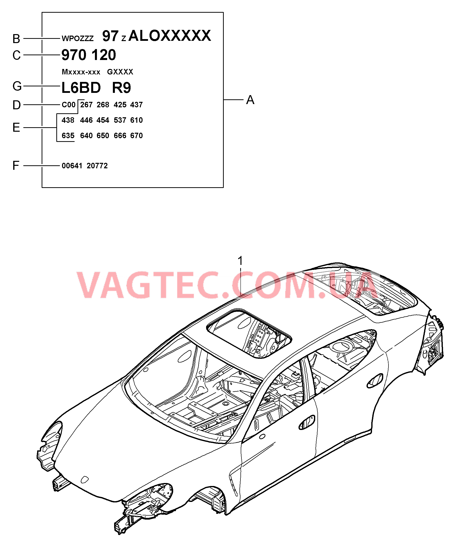 801-000 Силовая структура кузова для PORSCHE Panamera 2010-2016USA