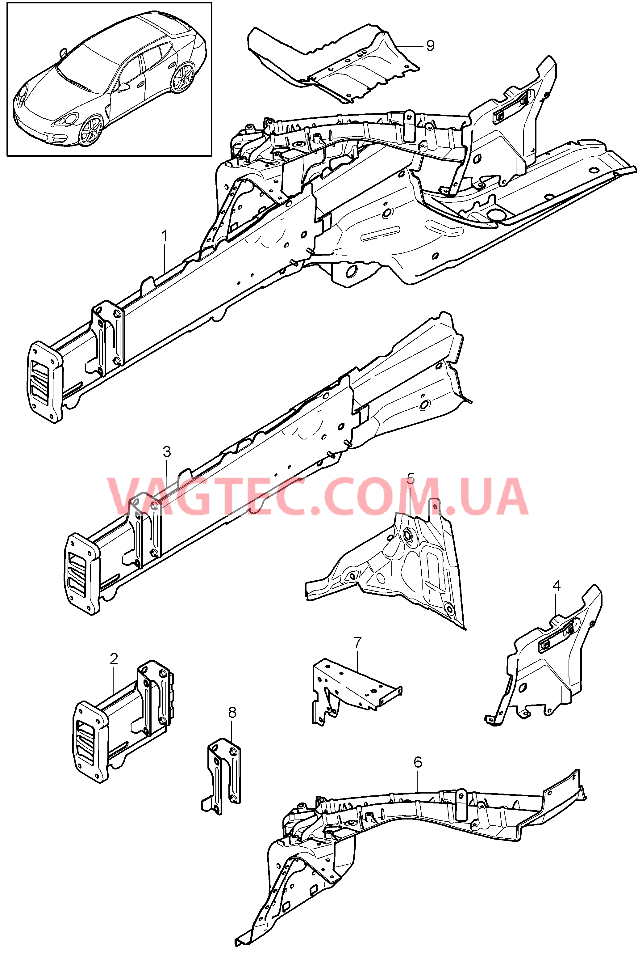 801-010 Передняя часть кузова, Отдельные детали для PORSCHE Panamera 2010-2016USA