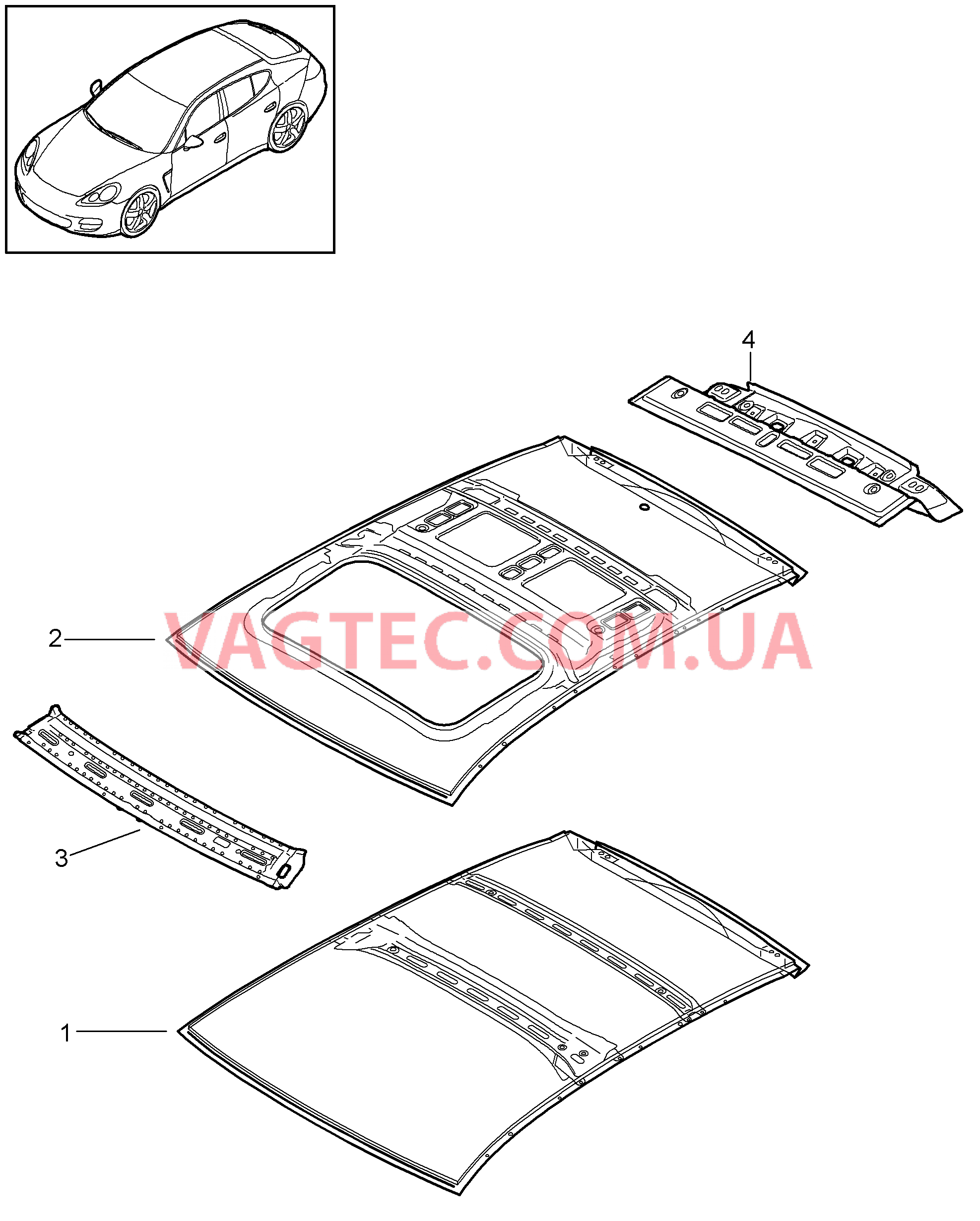 801-045 Крыша, Обтекатель для PORSCHE Panamera 2010-2016