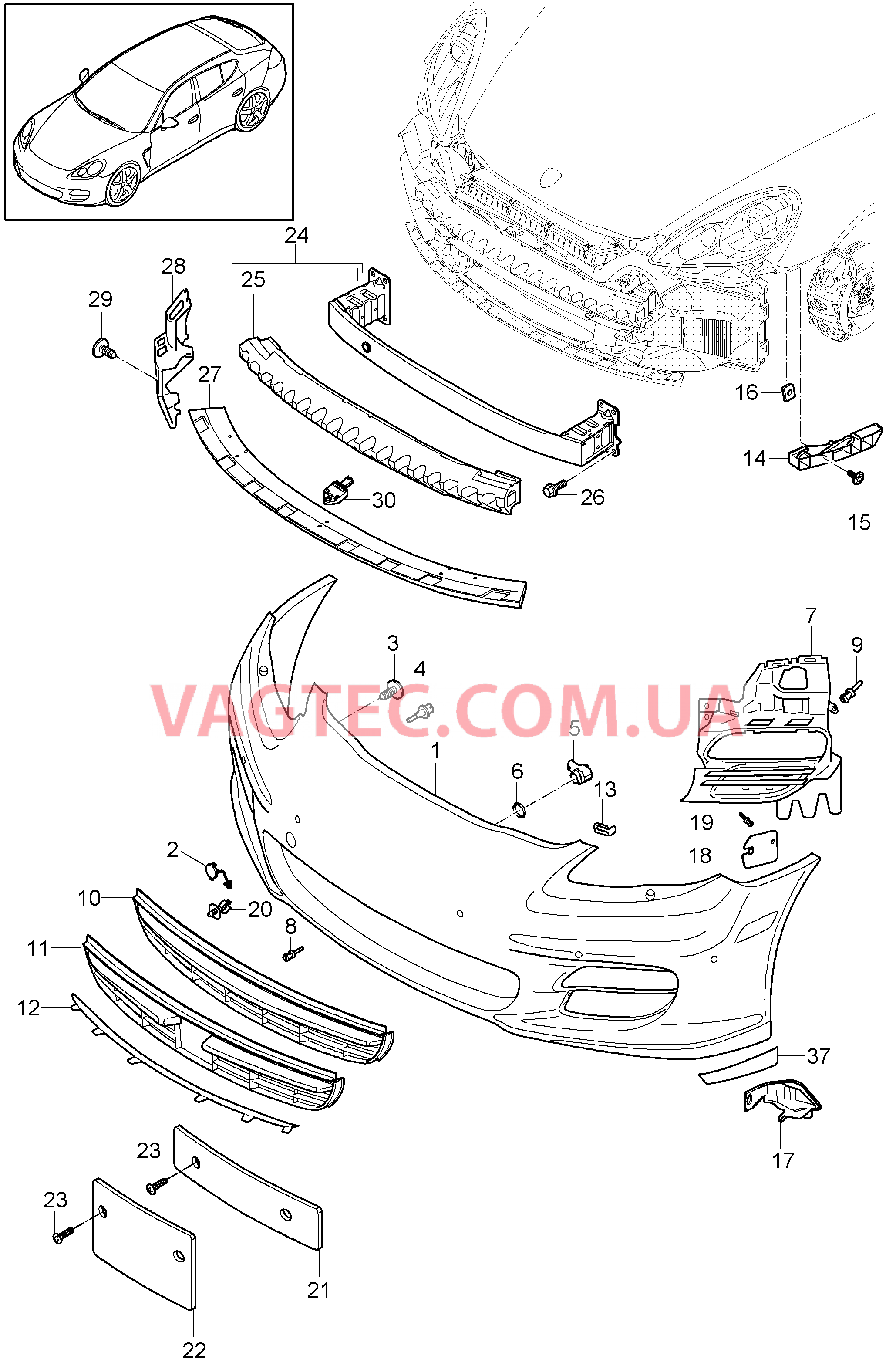 802-001 Бампер, передний
						
						IXAP для PORSCHE Panamera 2010-2016