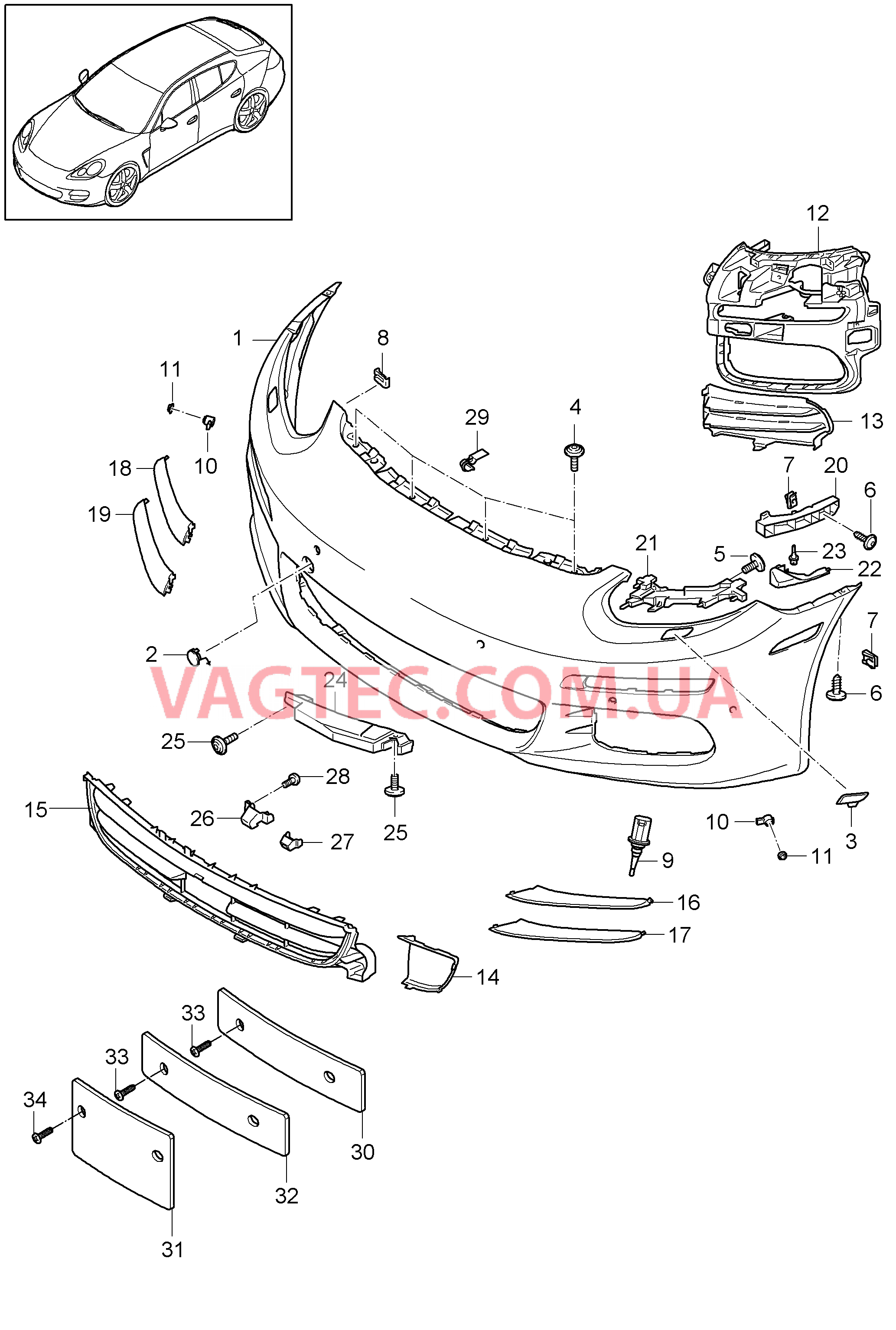 802-002 Бампер, передний, Базовый, 2. поколение
						
						V6, I0E1/0E2 для PORSCHE Panamera 2010-2016USA