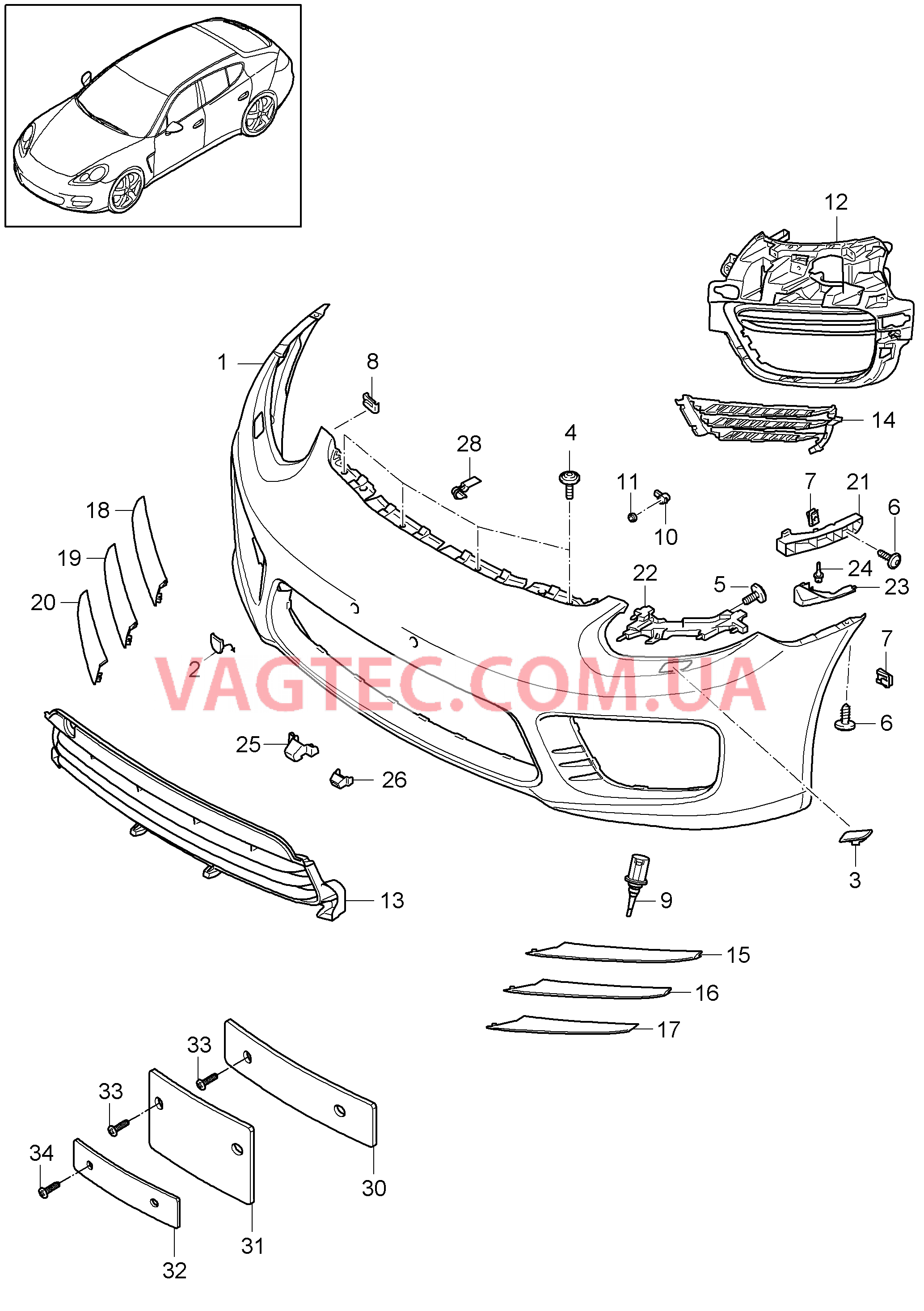 802-003 Бампер, передний, TURBO, и, GTS, 2. поколение
						
						V8, I0E1/0E2 для PORSCHE Panamera 2010-2016USA