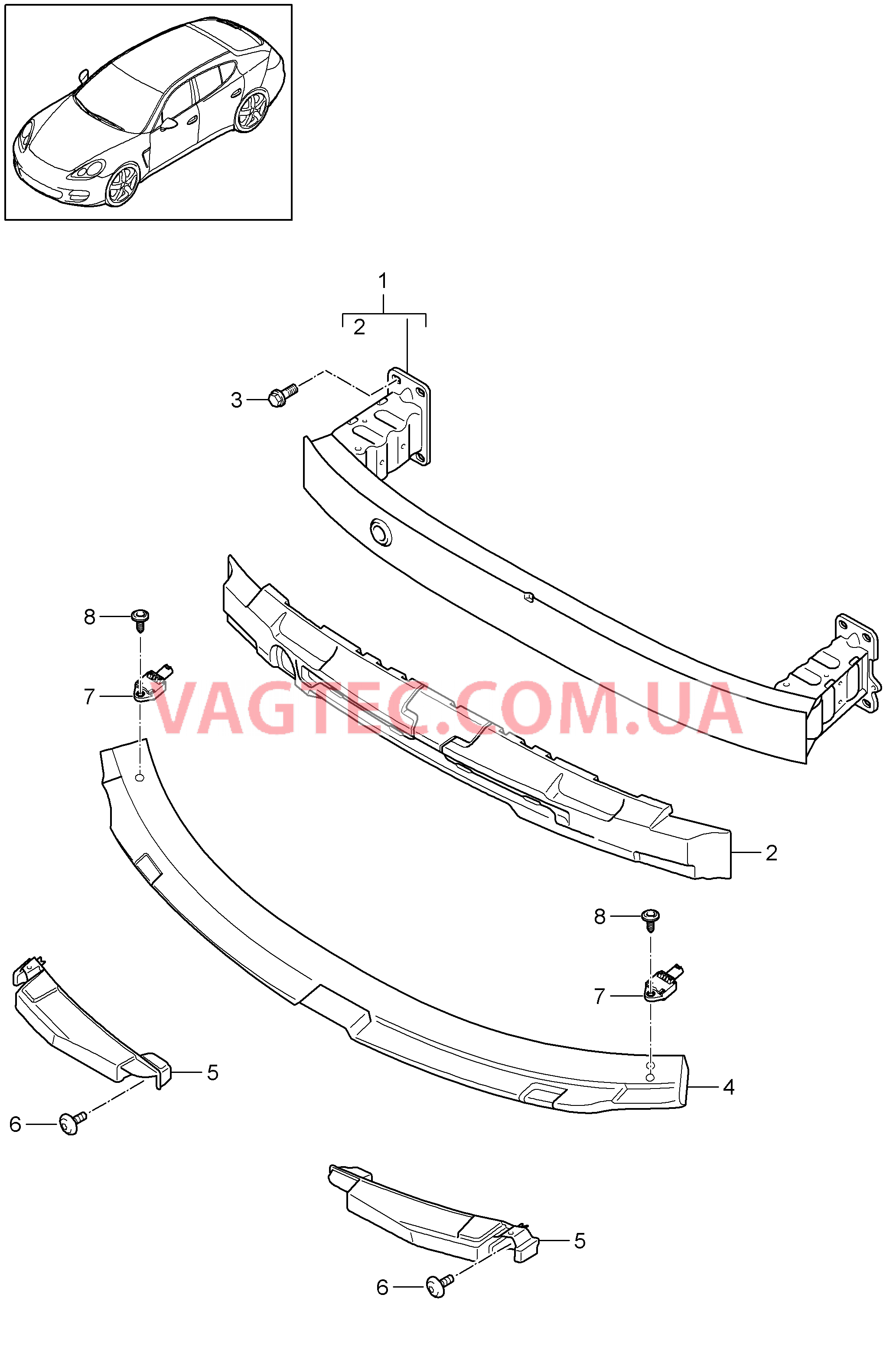 802-007 Кронштейн бампера, передний, 2. поколение
						
						I0E1/0E2 для PORSCHE Panamera 2010-2016USA