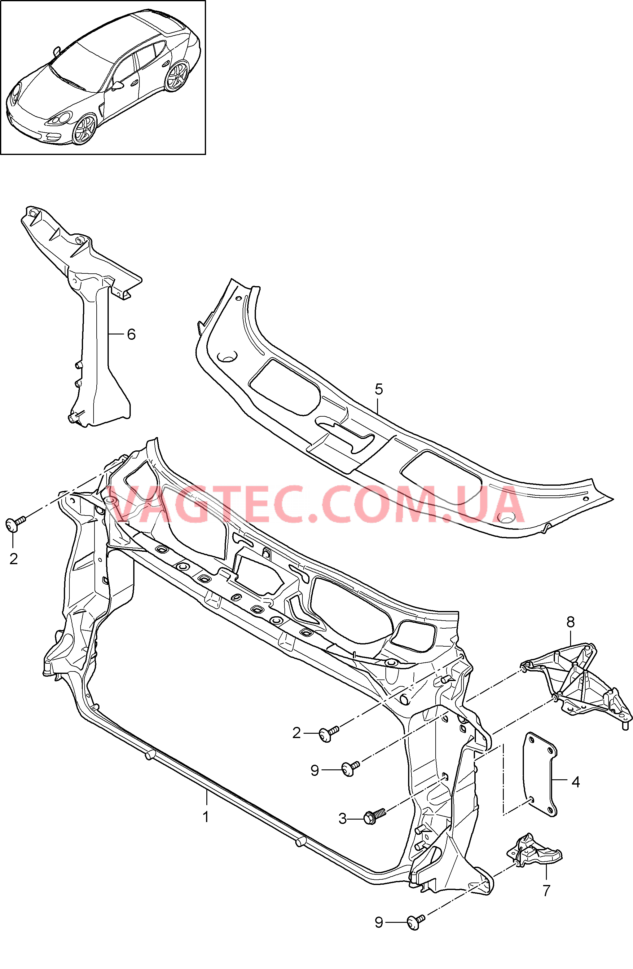 802-010 Держатель, Жидкостный радиатор для PORSCHE Panamera 2010-2016USA