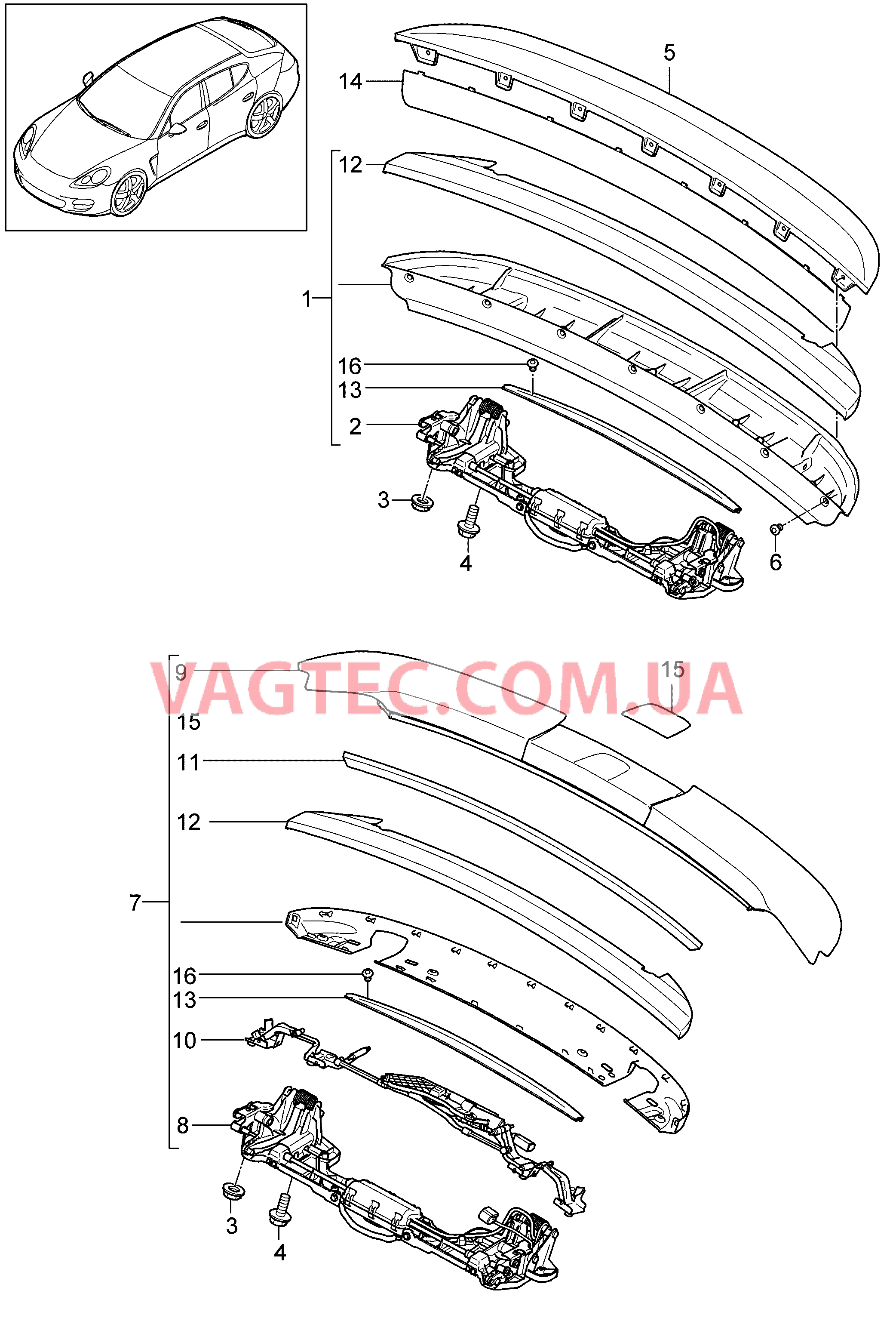 803-007 Задний спойлер для PORSCHE Panamera 2010-2016