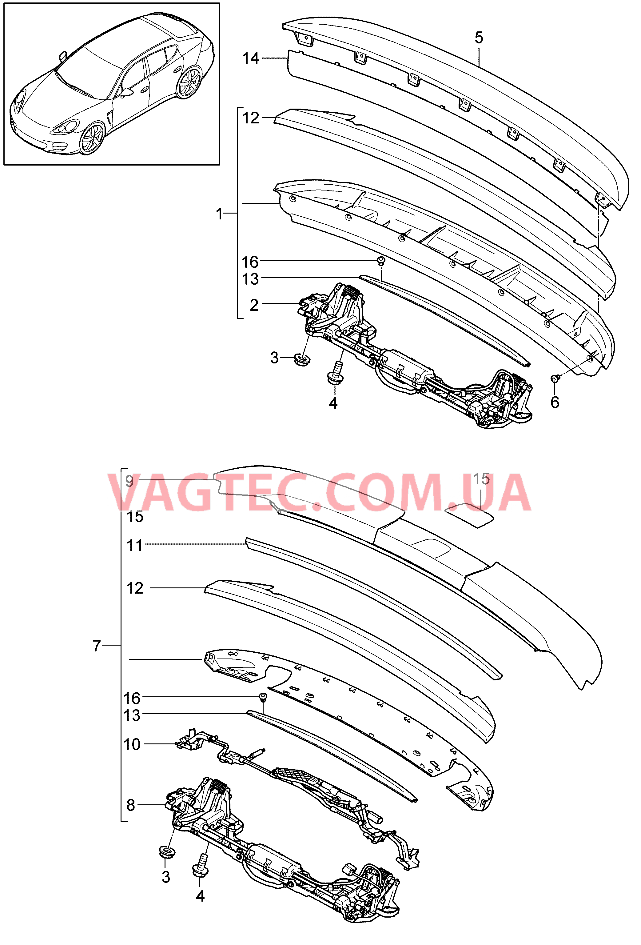 803-007 Задний спойлер для PORSCHE Panamera 2010-2016USA