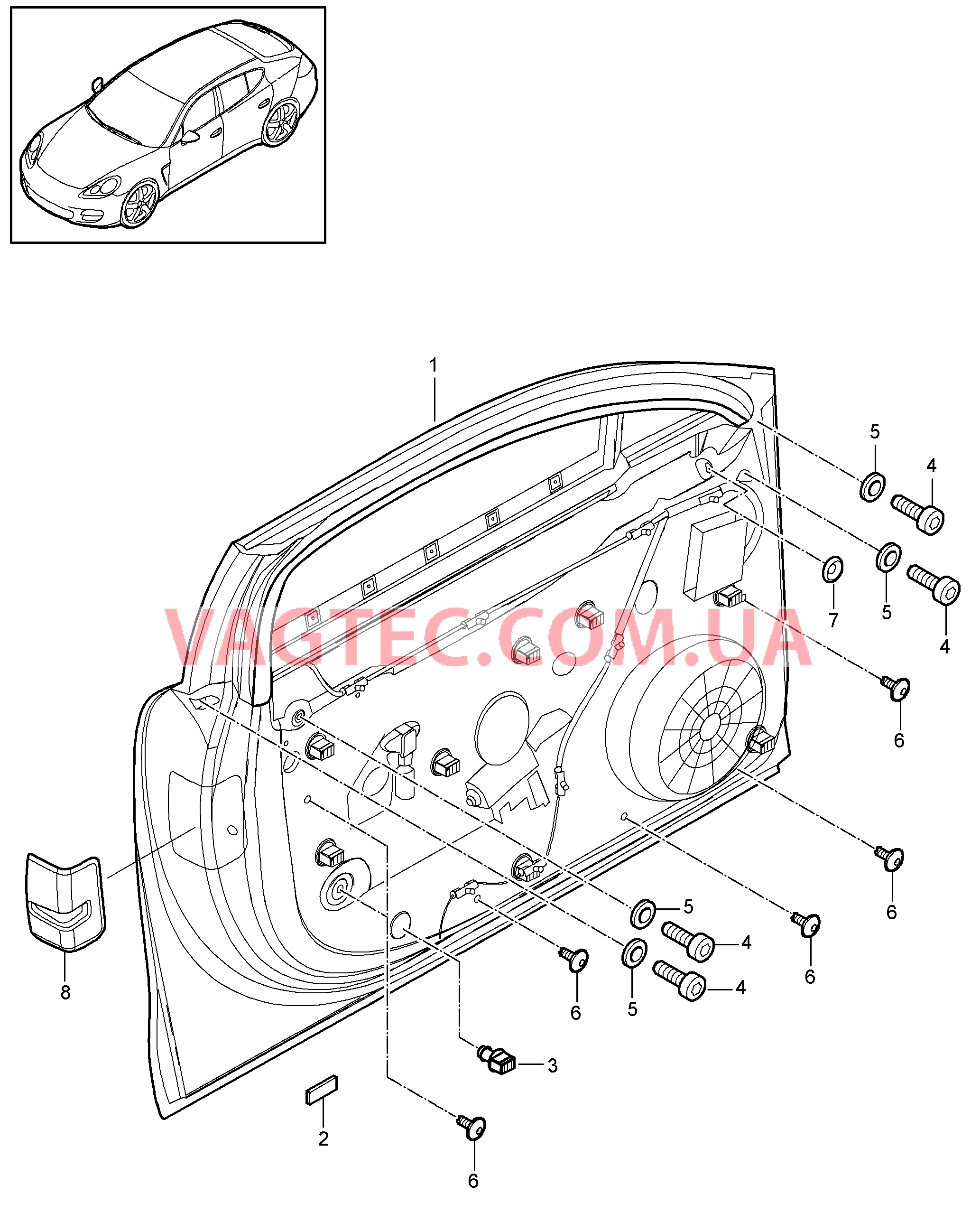 804-030 Стеклоподъемник, Подрамник, передний для PORSCHE Panamera 2010-2016USA