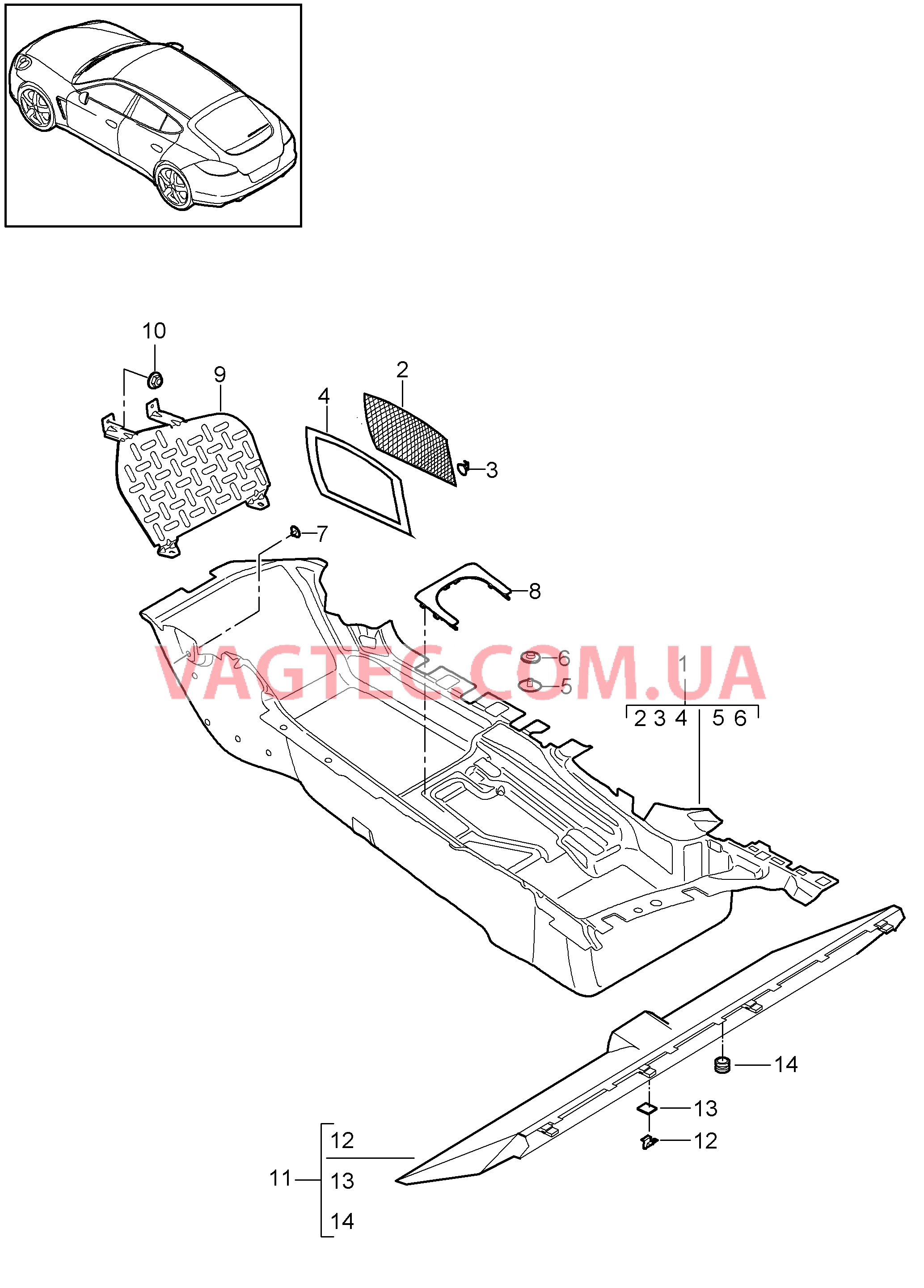 807-000 Накладка на днище для PORSCHE Panamera 2010-2016