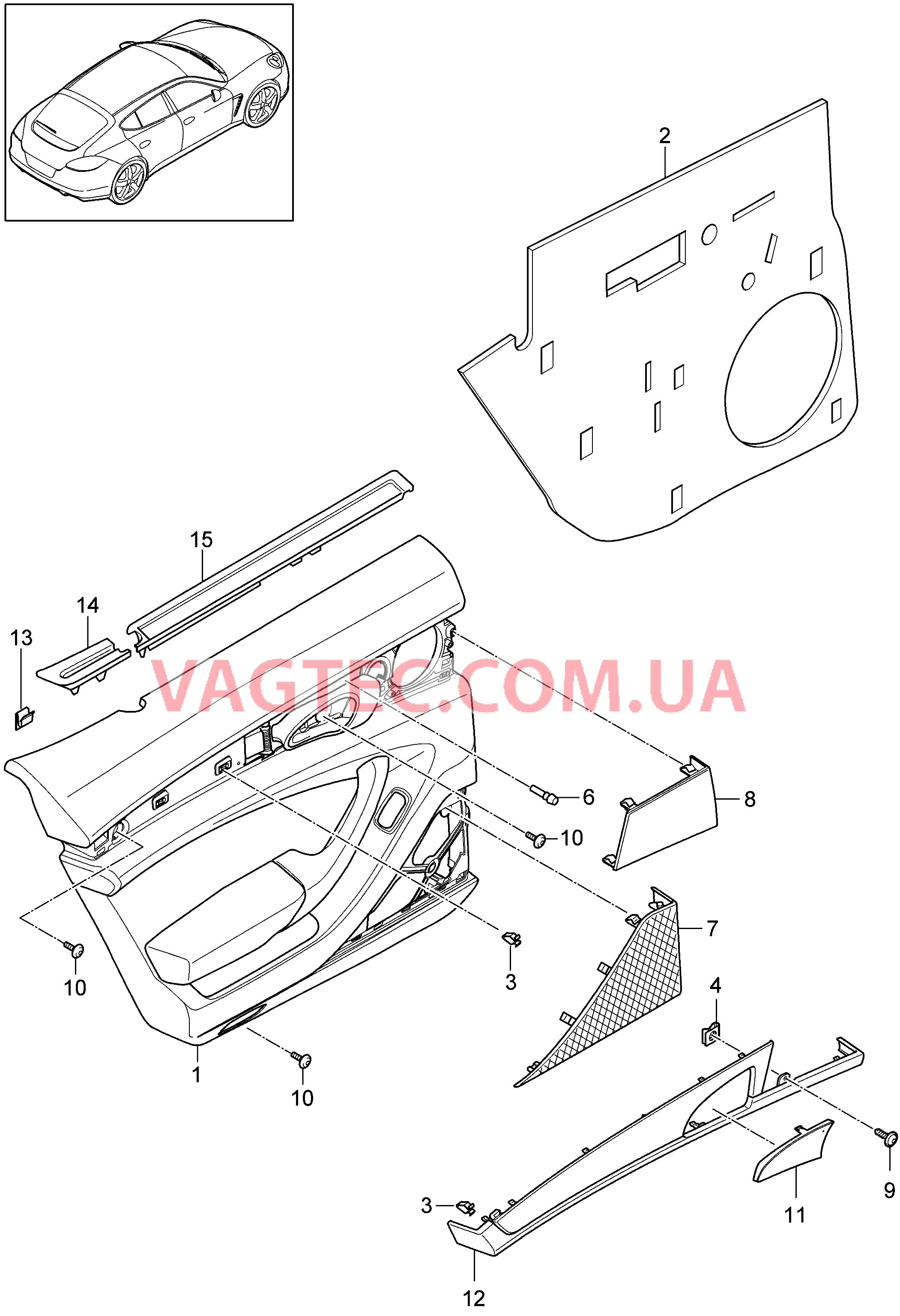 807-012 Обшивка двери, задний, 2. поколение
						
						I0E2 для PORSCHE Panamera 2010-2016