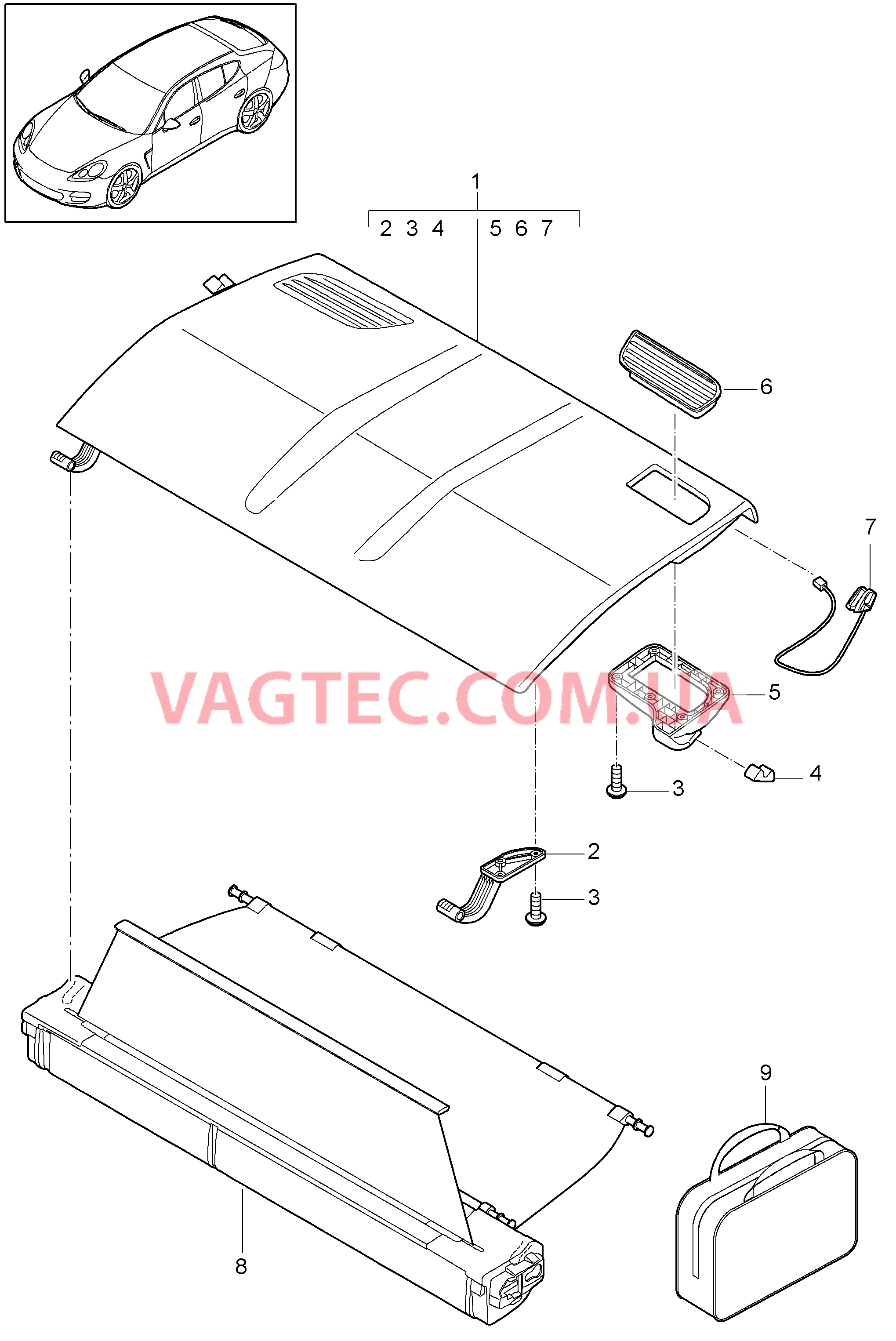 807-045 Крышка, Отсек для хранения, Шляпа, Шторка, Чехол для лыж для PORSCHE Panamera 2010-2016USA