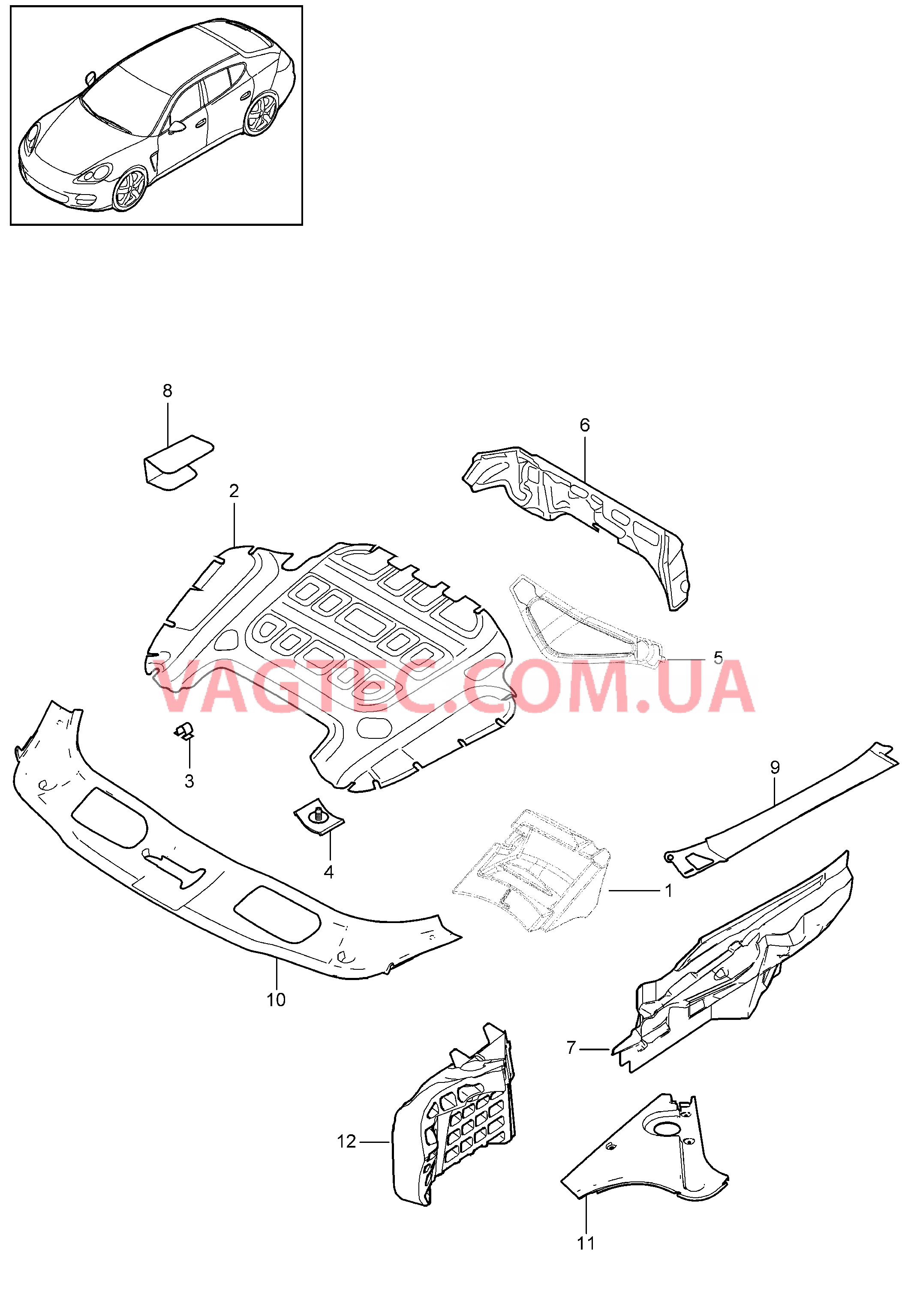 807-070 Звукоизоляция, Моторный отсек, Передняя часть кузова, Щиток для PORSCHE Panamera 2010-2016