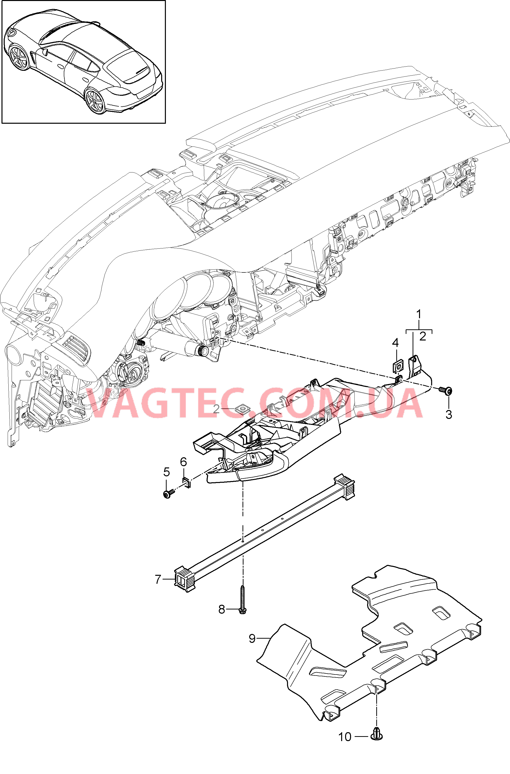 809-010 Облицовка передней панели, нижний, Сторона водителя для PORSCHE Panamera 2010-2016