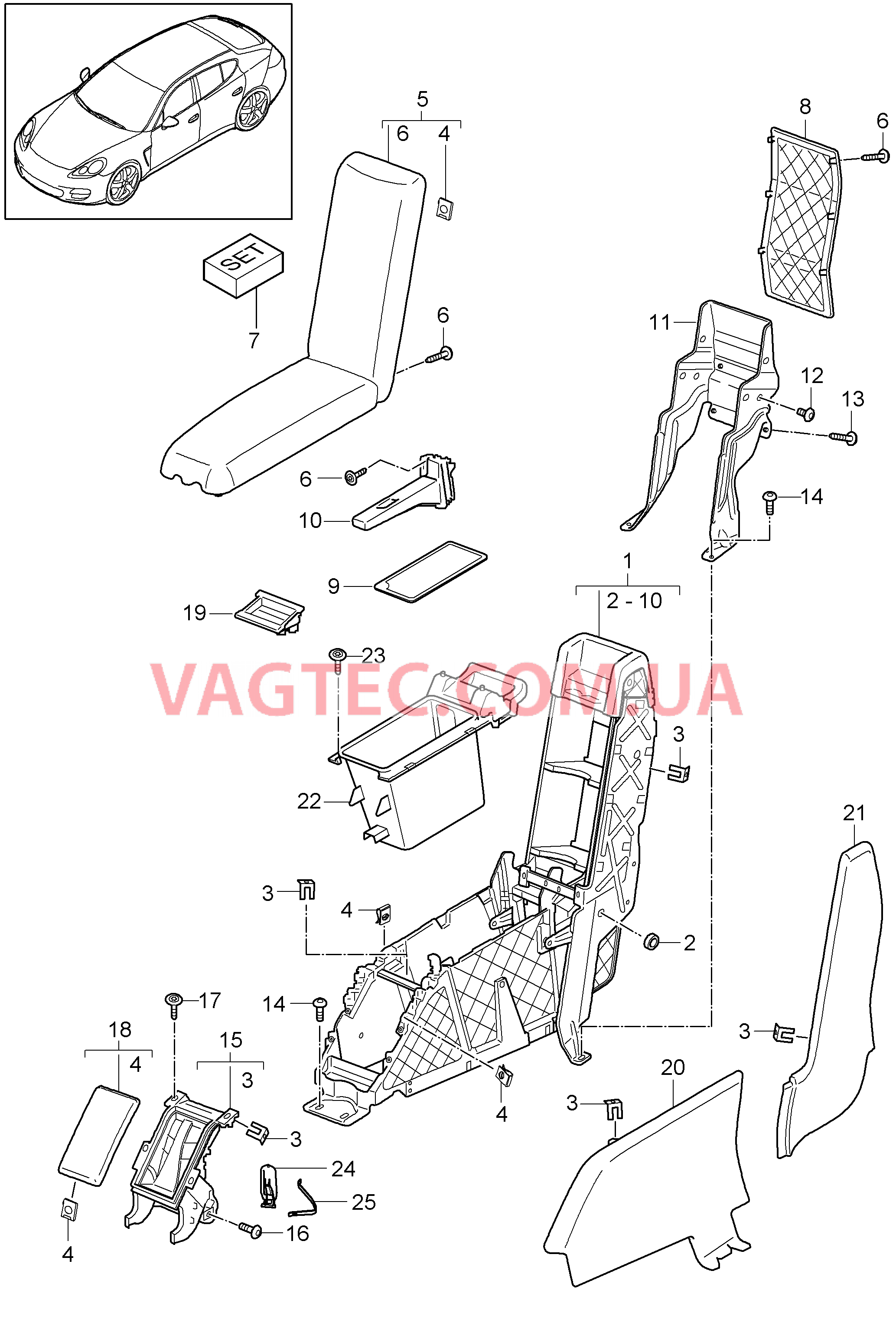 809-043 Центральная консоль, задний, Бизнес
						
						I838 для PORSCHE Panamera 2010-2016USA