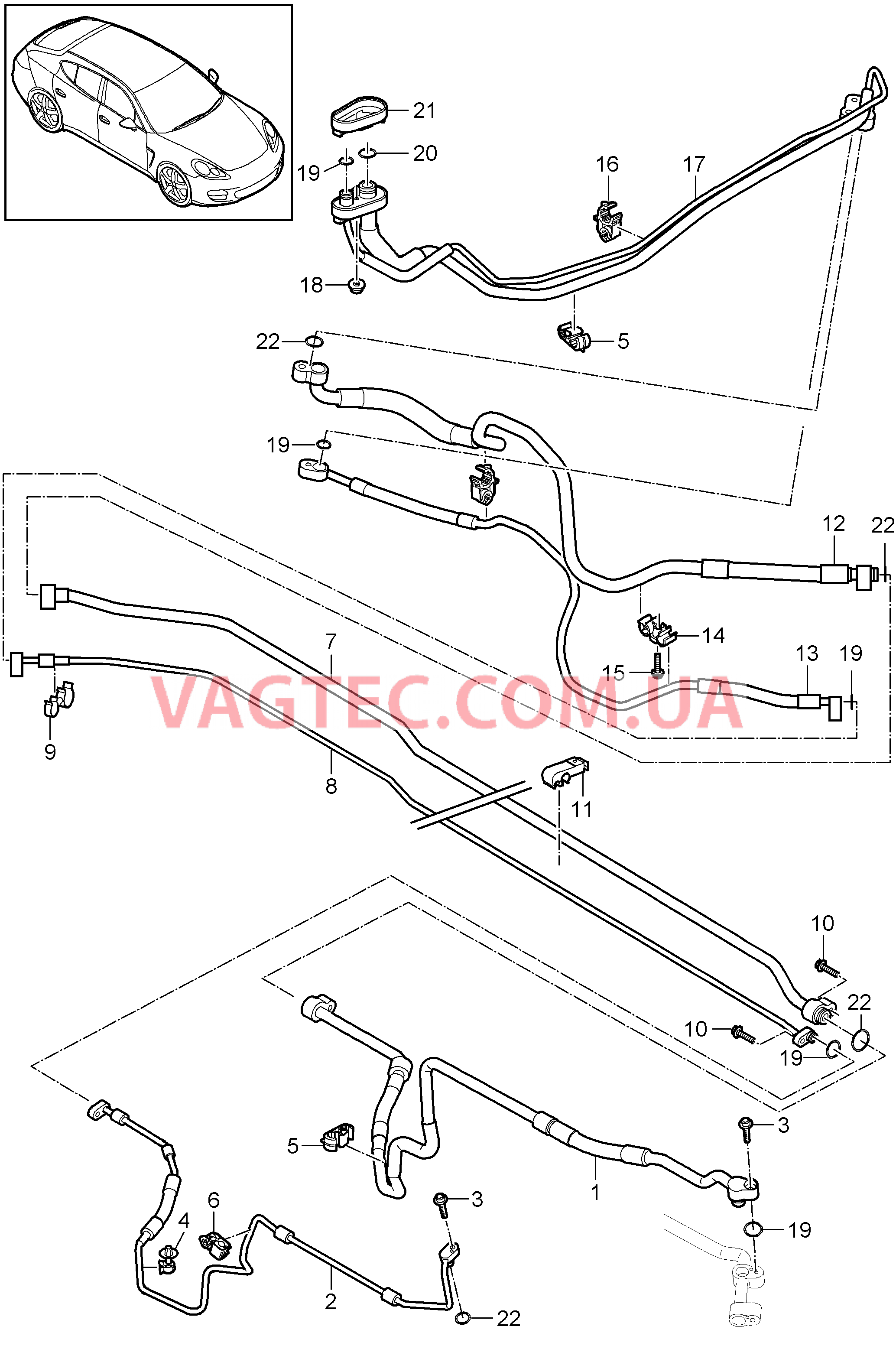 813-063 Канал хладагента, Гибрид, Колесная ниша, и, Днище кузова для PORSCHE Panamera 2010-2016