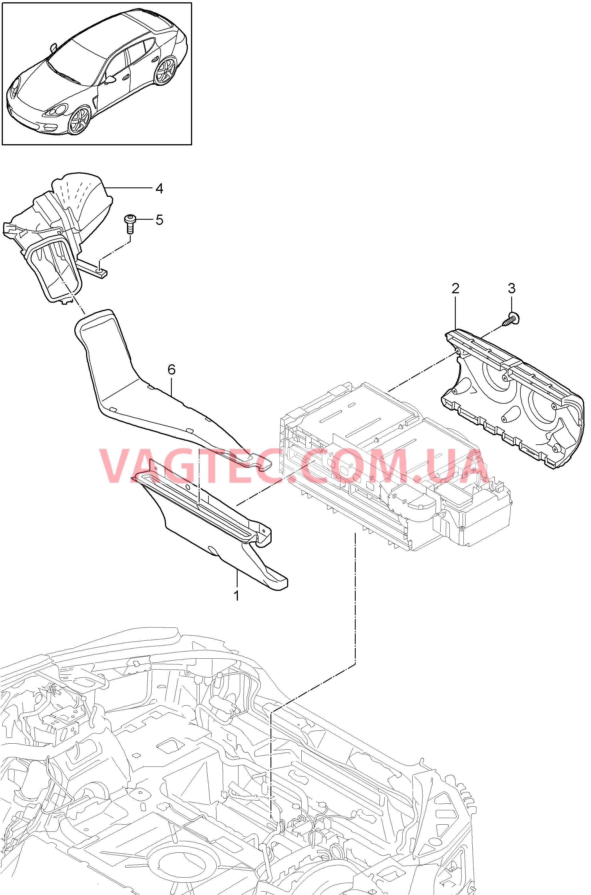 813-065 Воздуховод, Источник питания, и, Испаритель для PORSCHE Panamera 2010-2016USA