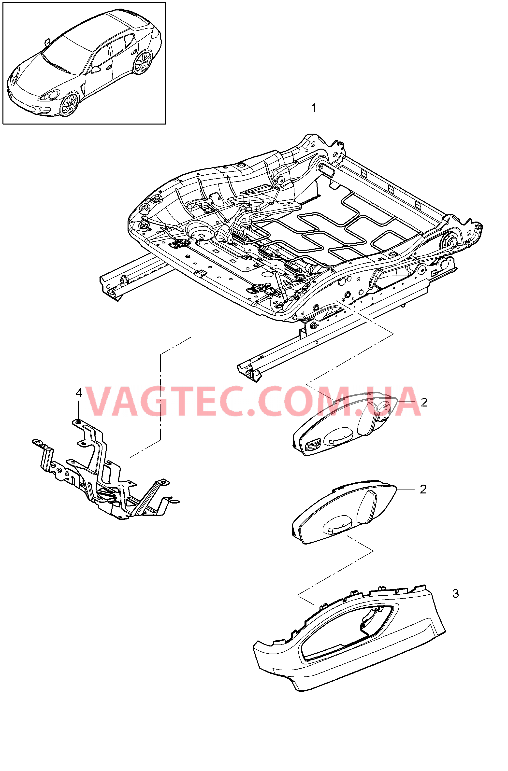 817-006 Регулятор сиденья, Сиденье KOMFORT, Серийное сиденье для PORSCHE Panamera 2010-2016USA