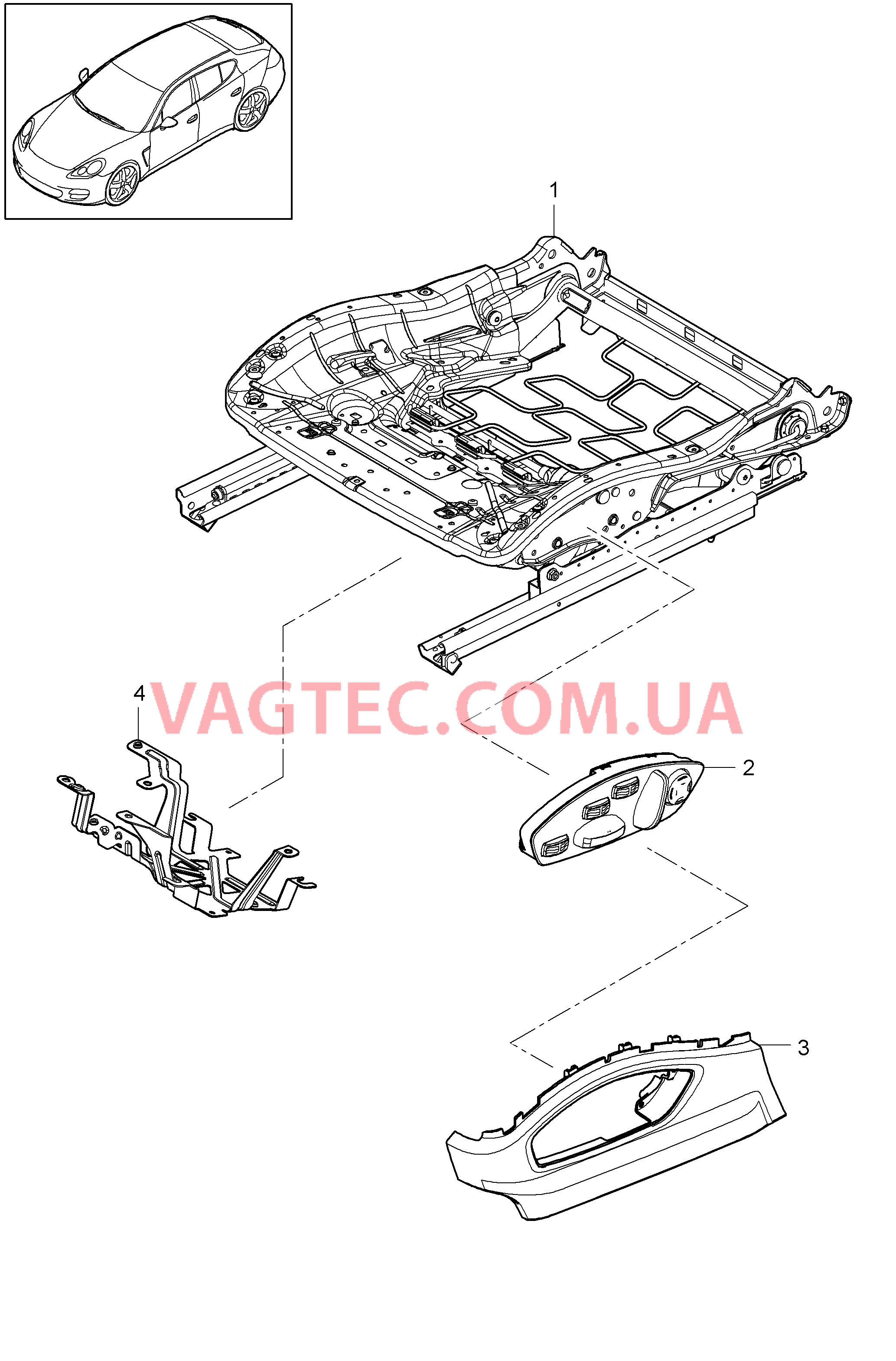 817-016 Регулятор сиденья, Спортивное сиденье для PORSCHE Panamera 2010-2016USA