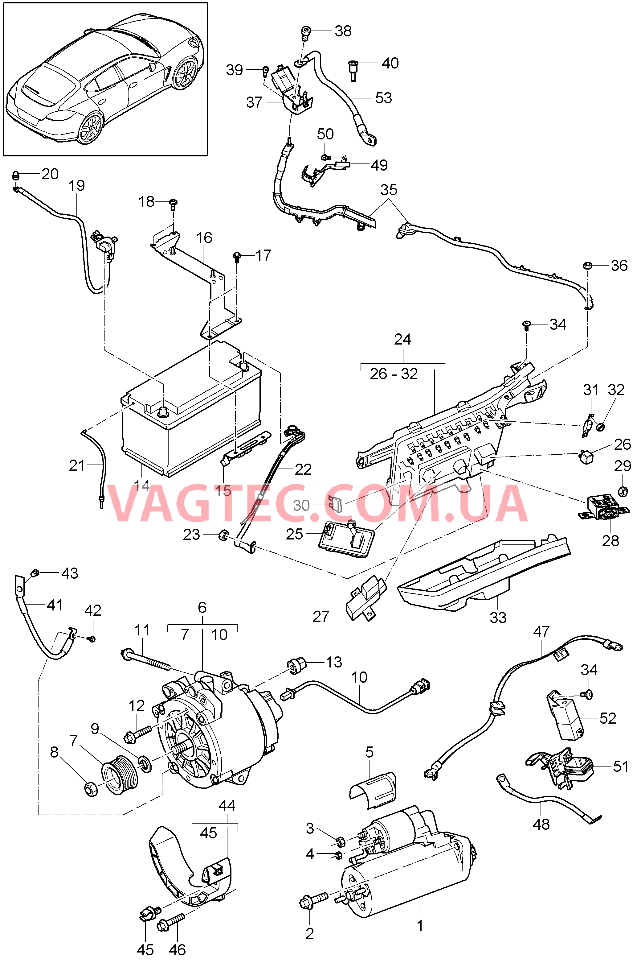 902-005 Стартер, Генератор, Источник питания, Распределительное устройство для PORSCHE Panamera 2010-2016USA