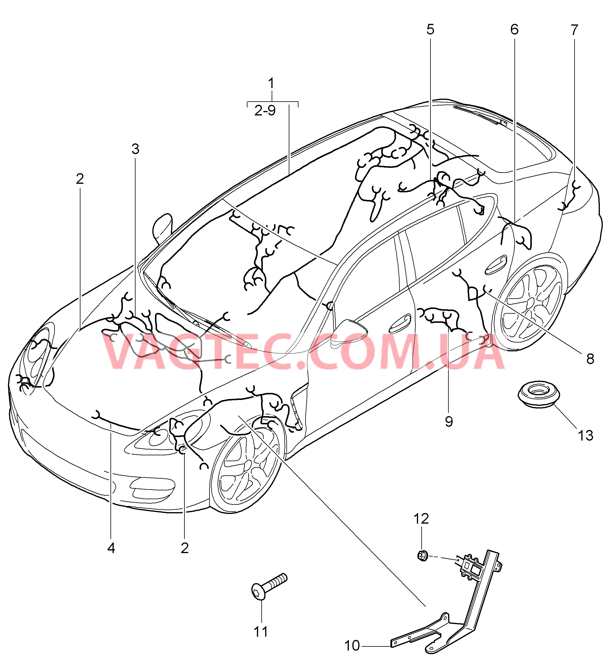 902-010 Жгуты проводов, Салон, и, Сегмент детали для PORSCHE Panamera 2010-2016