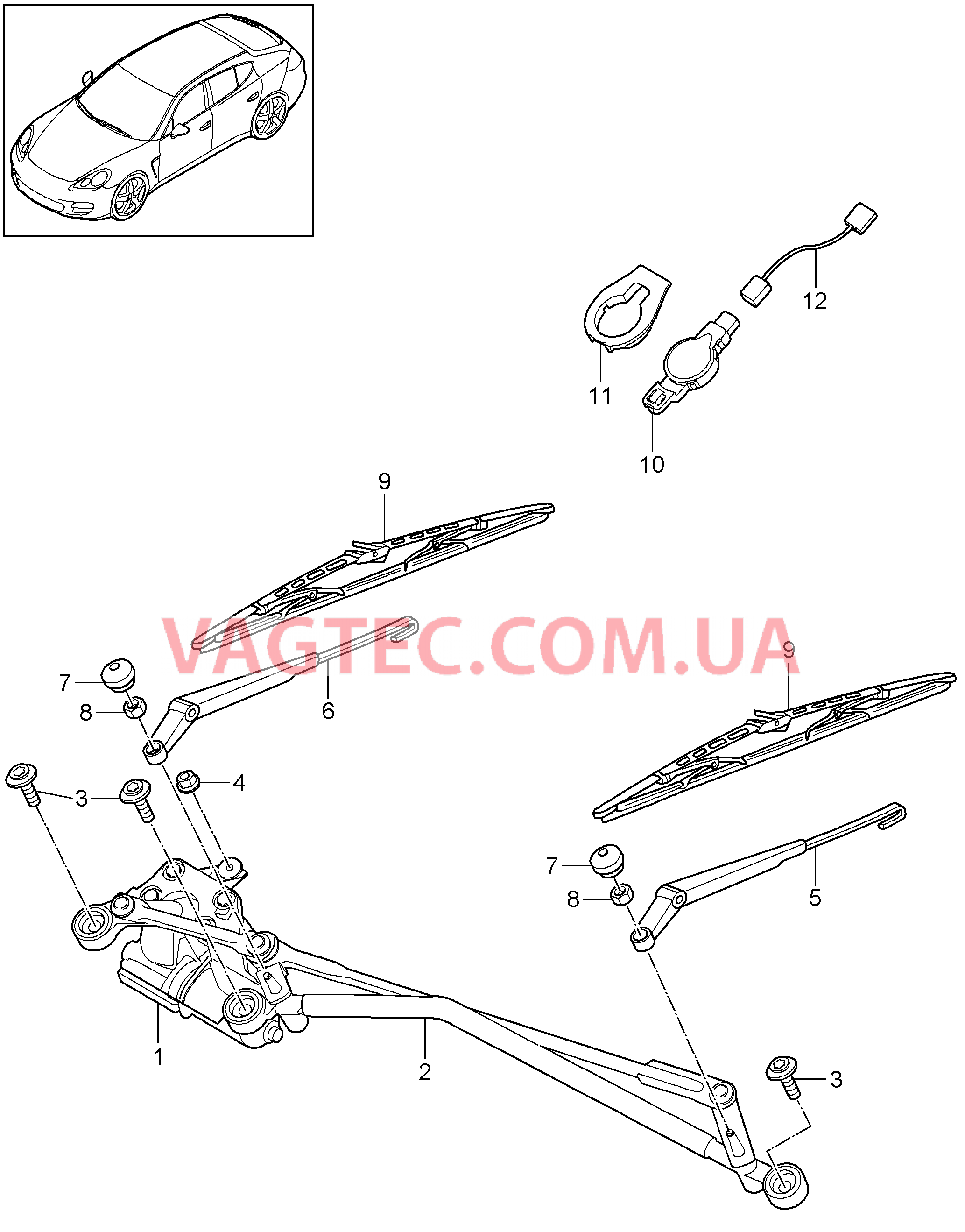 904-000 Стеклоочиститель, Датчик дождя для PORSCHE Panamera 2010-2016USA