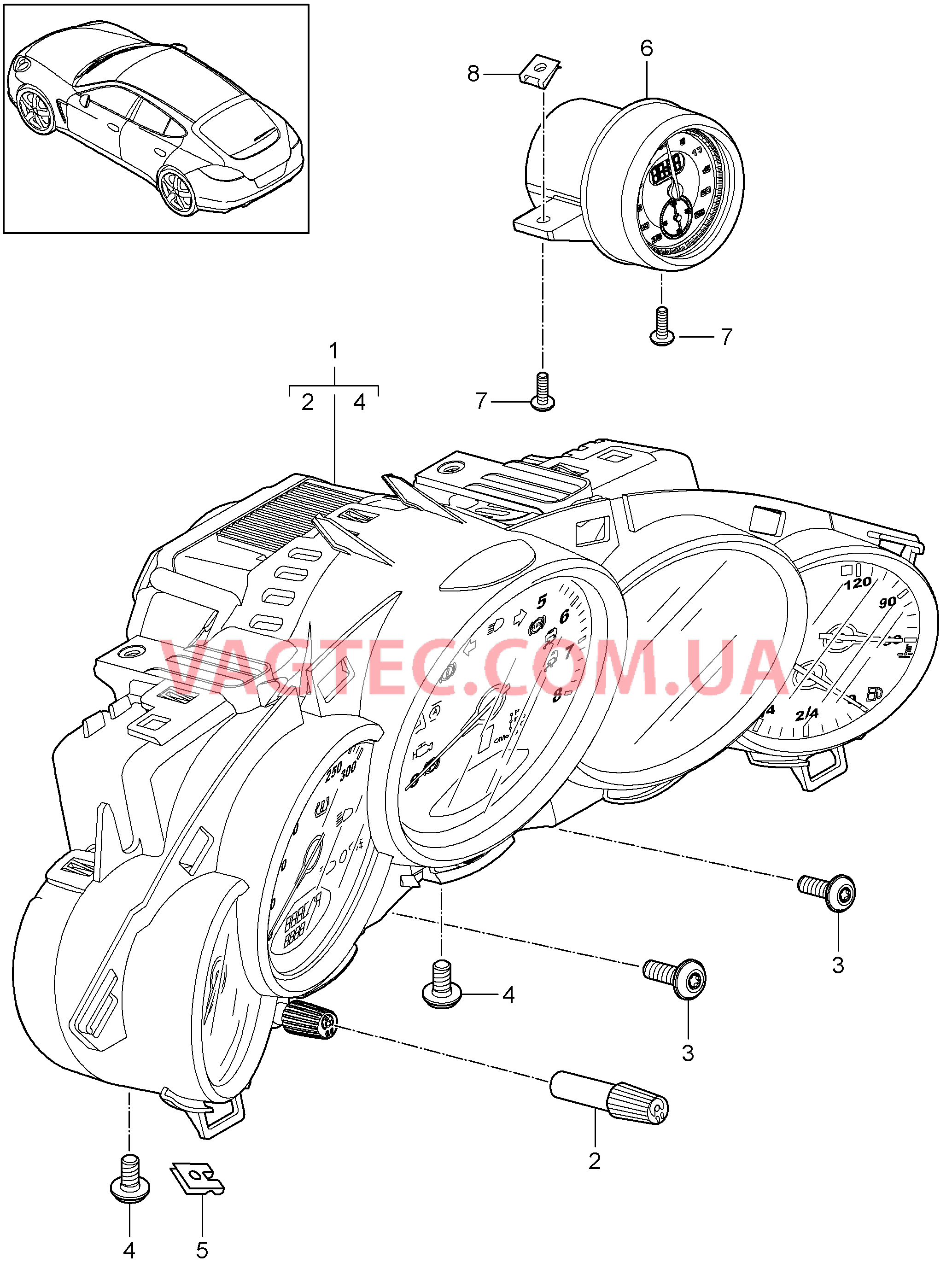 906-000 Инструменты, Секундомер для PORSCHE Panamera 2010-2016USA