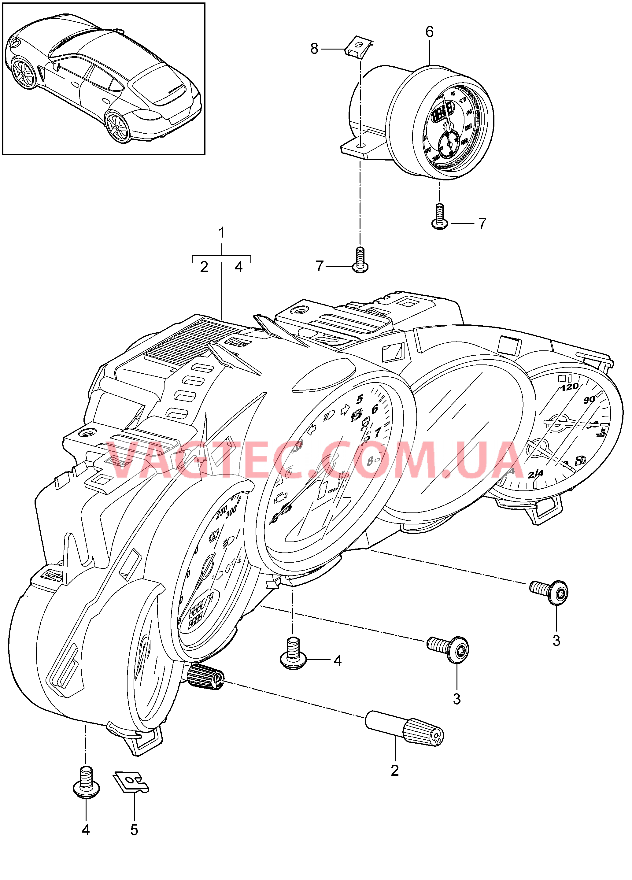 906-001 Инструменты, Секундомер для PORSCHE Panamera 2010-2016