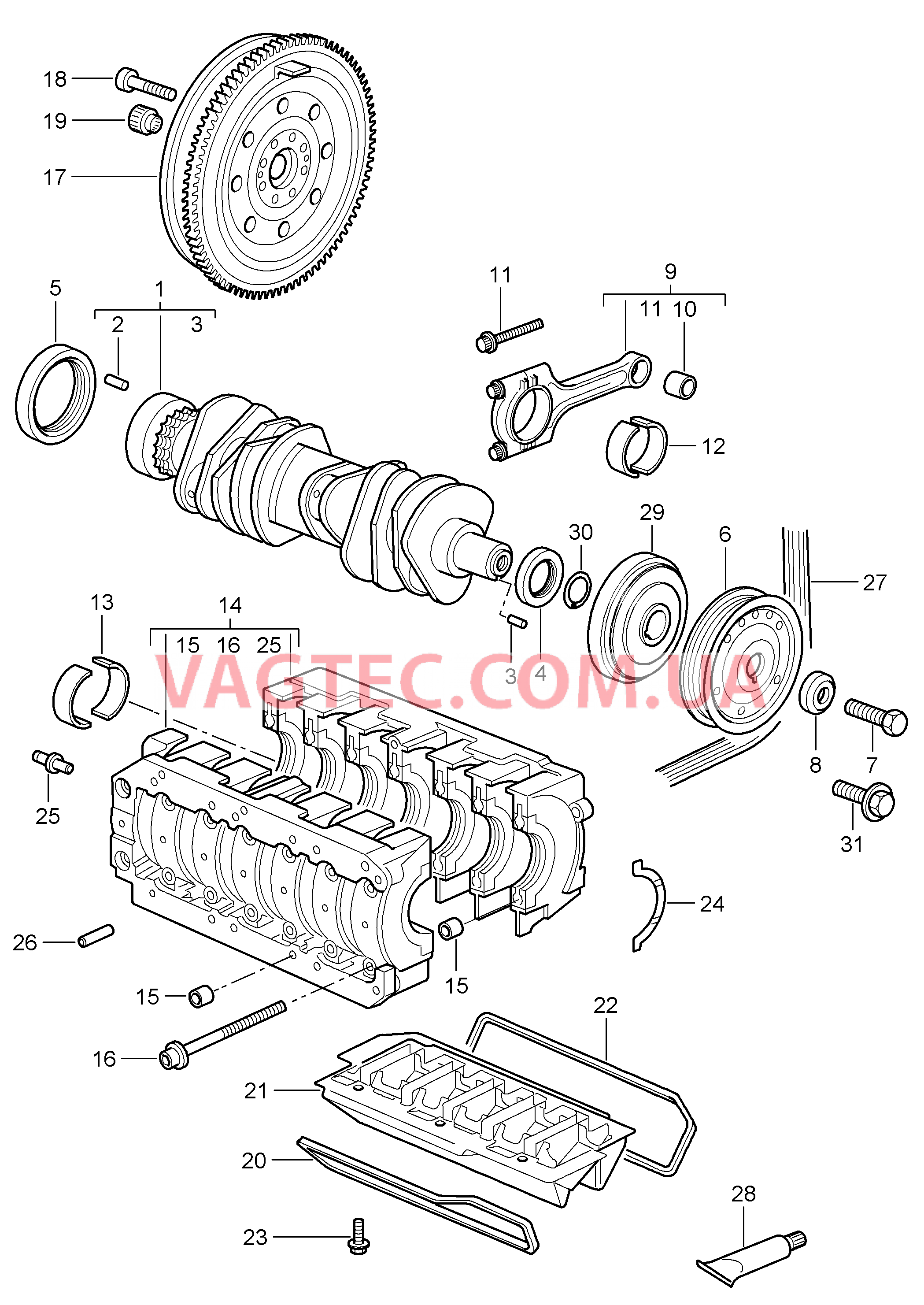 102-000 Коленвал
						
						M97.01, M96.05 для PORSCHE 911.Carrera 2005-2008