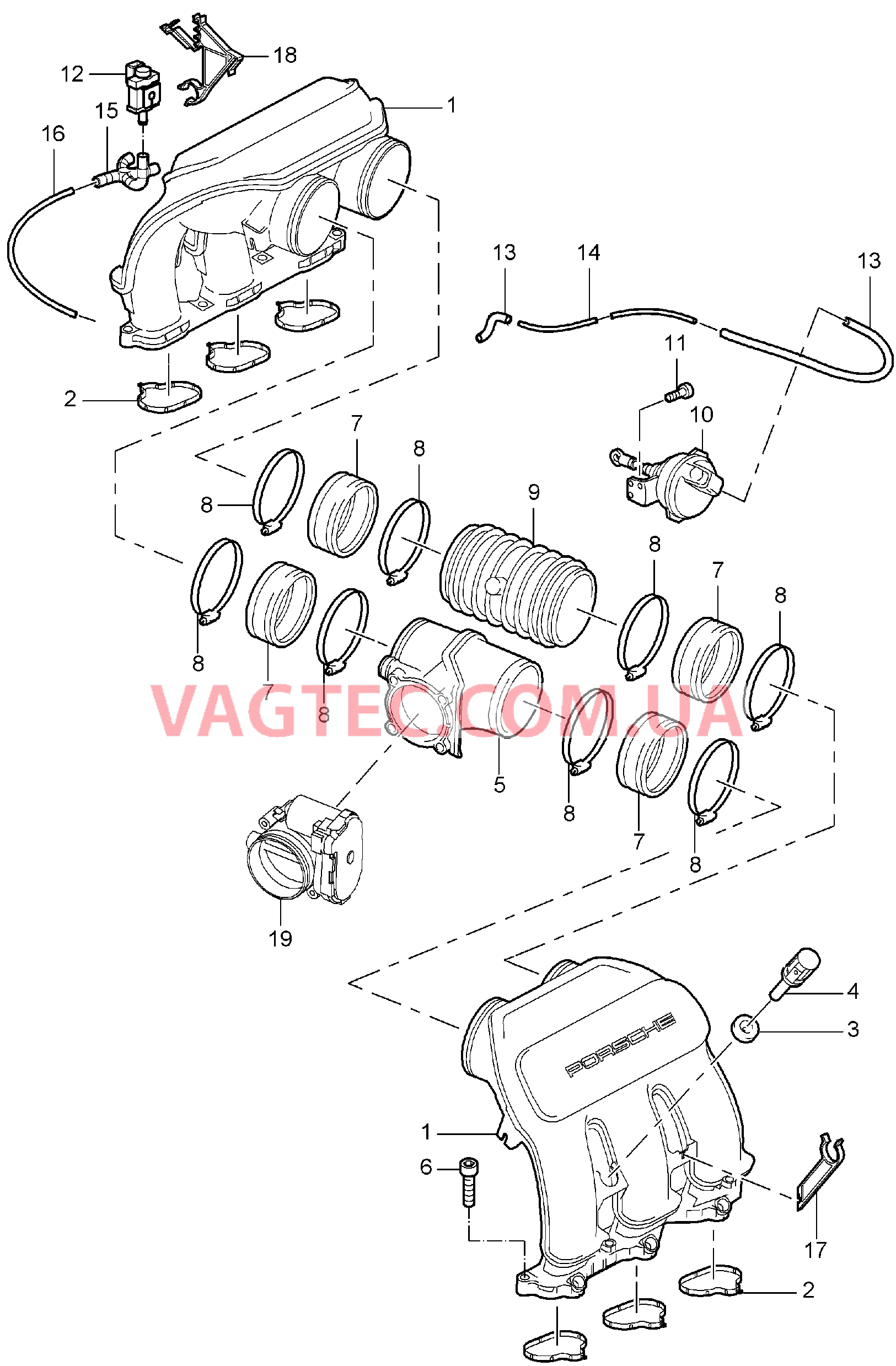 107-010 Впускной коллектор
						
						M97.01, M96.05 для PORSCHE 911.Carrera 2005-2008USA