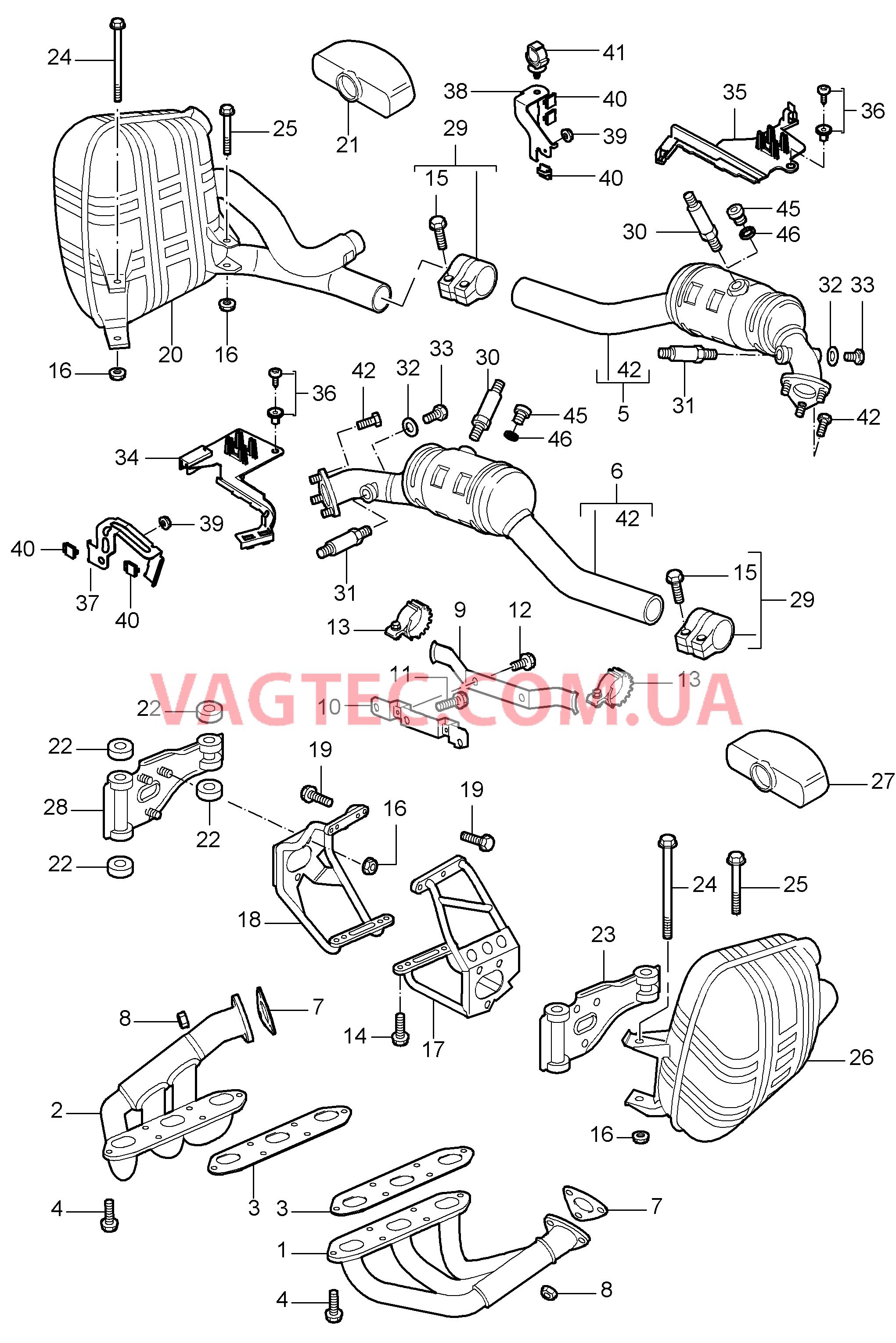 202-000 Выпускная система
						
						M96.05 для PORSCHE 911.Carrera 2005-2008