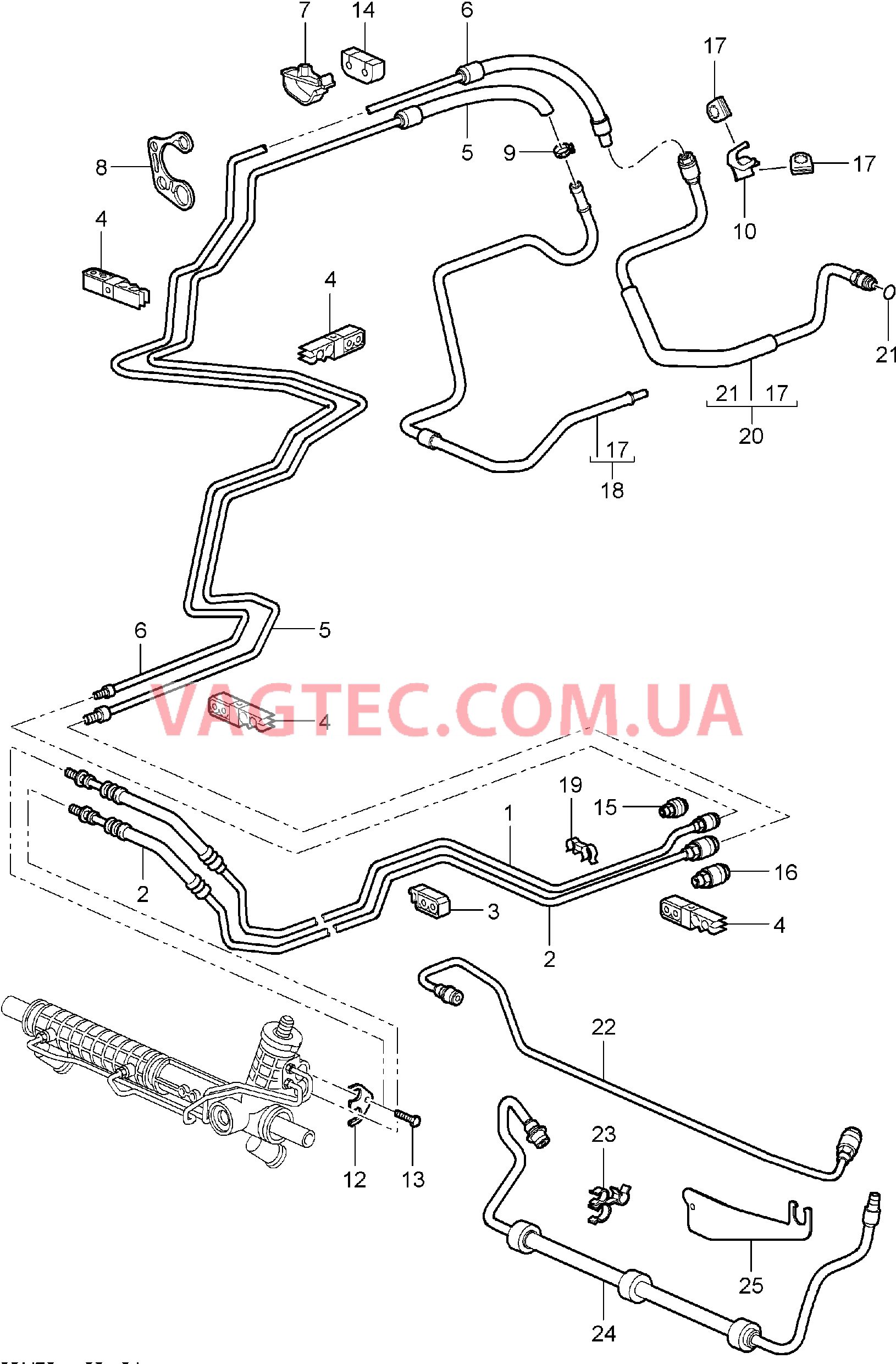 403-001 Рул.управ.с усилителем, Линии для PORSCHE 911.Carrera 2005-2008