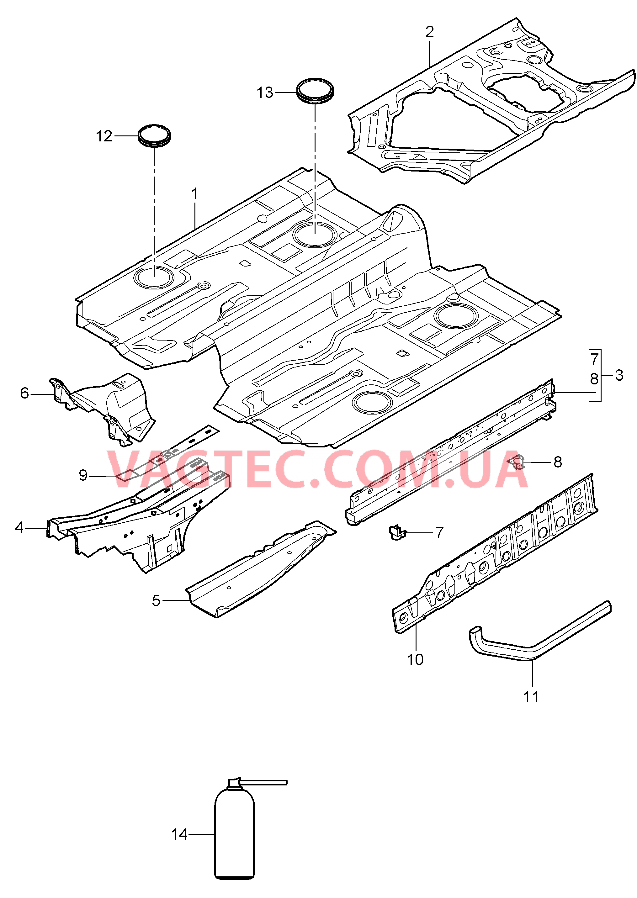 801-020 Днище, средний для PORSCHE 911.Carrera 2005-2008