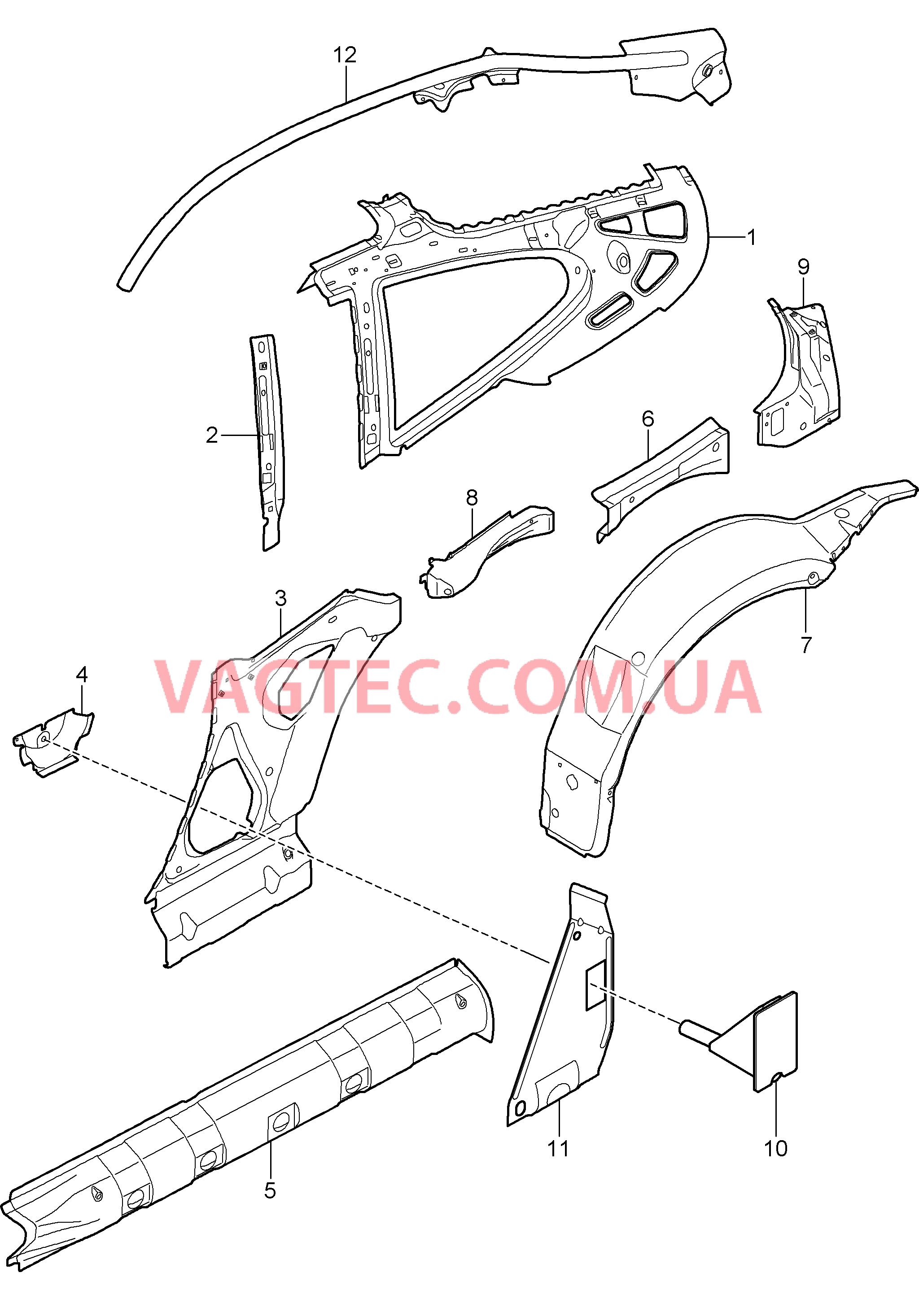 801-050 Боковая часть, внутренний
						
						COUPE/TARGA для PORSCHE 911.Carrera 2005-2008
