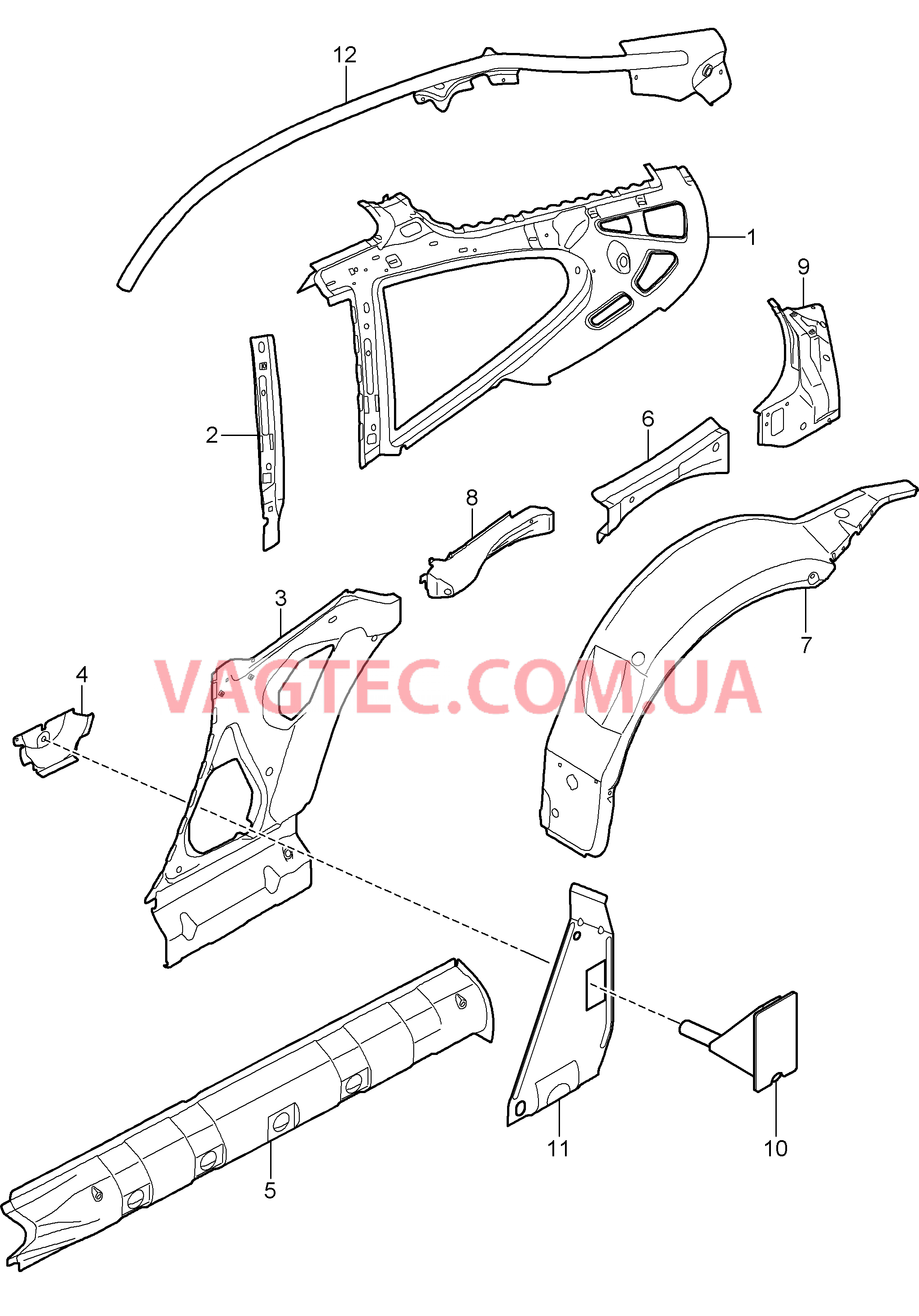 801-050 Боковая часть, внутренний
						
						COUPE/TARGA для PORSCHE 911.Carrera 2005-2008USA