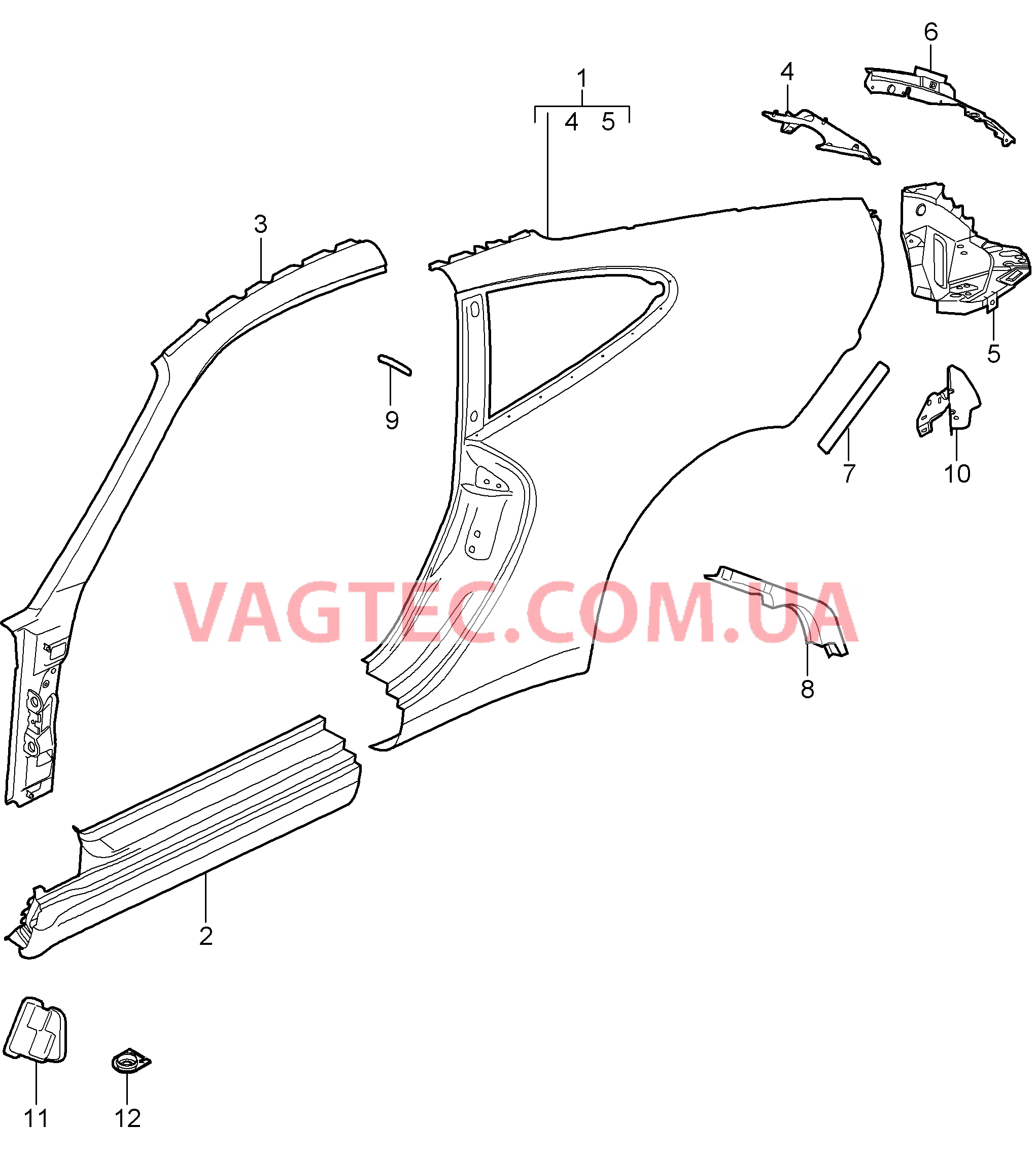 801-055 Боковая часть, внешний
						
						COUPE для PORSCHE 911.Carrera 2005-2008USA