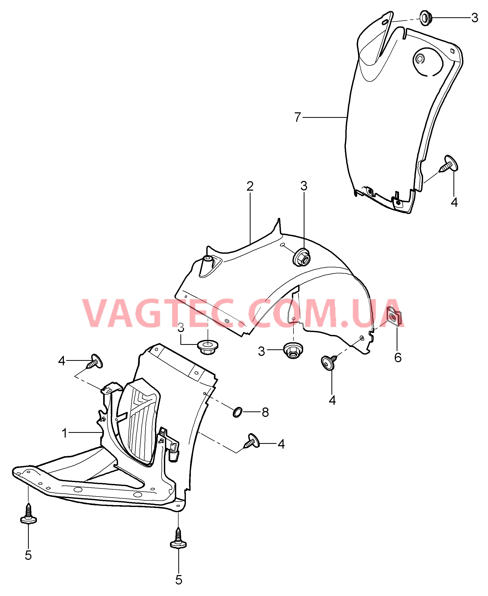 801-075 Обивки, Колесная ниша для PORSCHE 911.Carrera 2005-2008