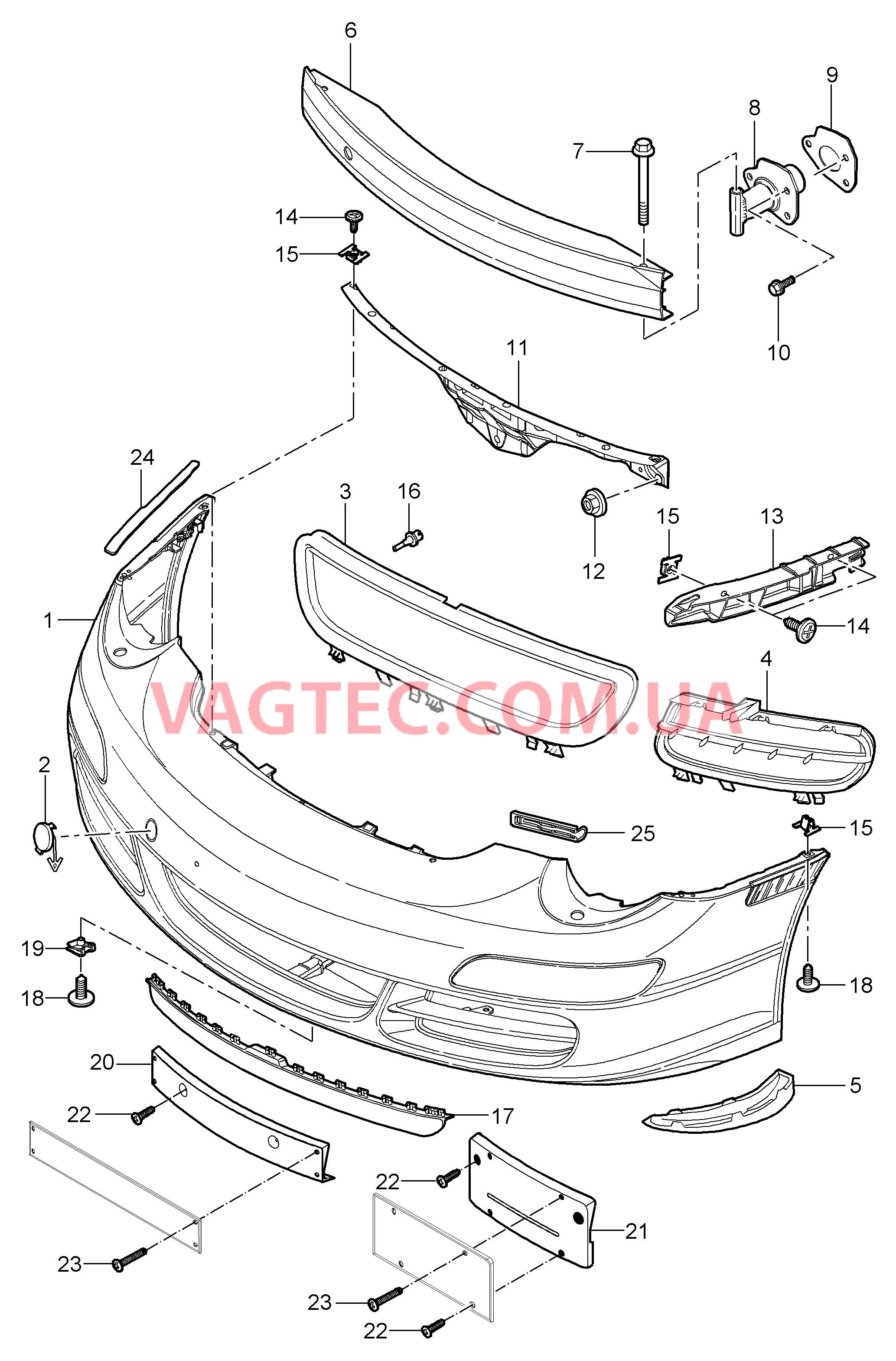 802-000 Бампер, передний для PORSCHE 911.Carrera 2005-2008