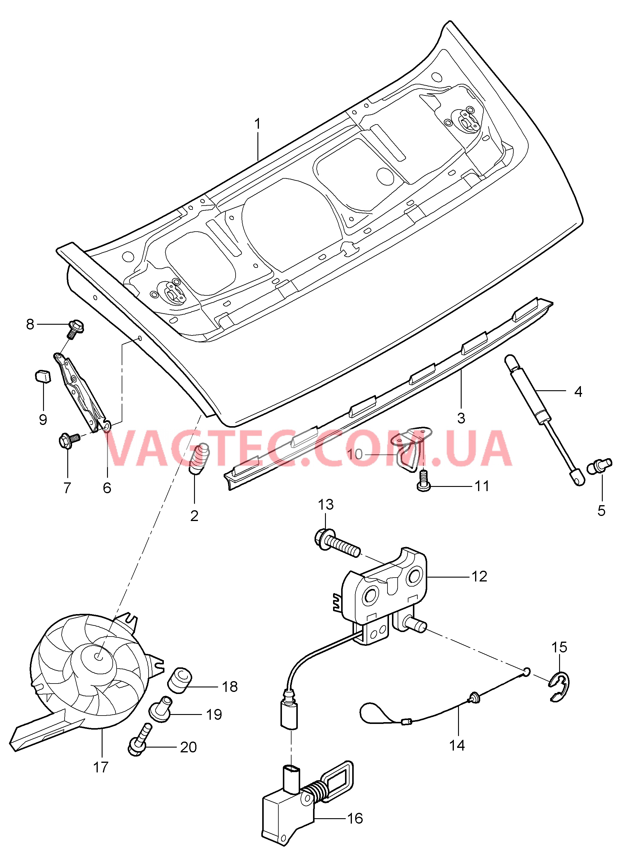 803-005 Крышка, задний для PORSCHE 911.Carrera 2005-2008USA