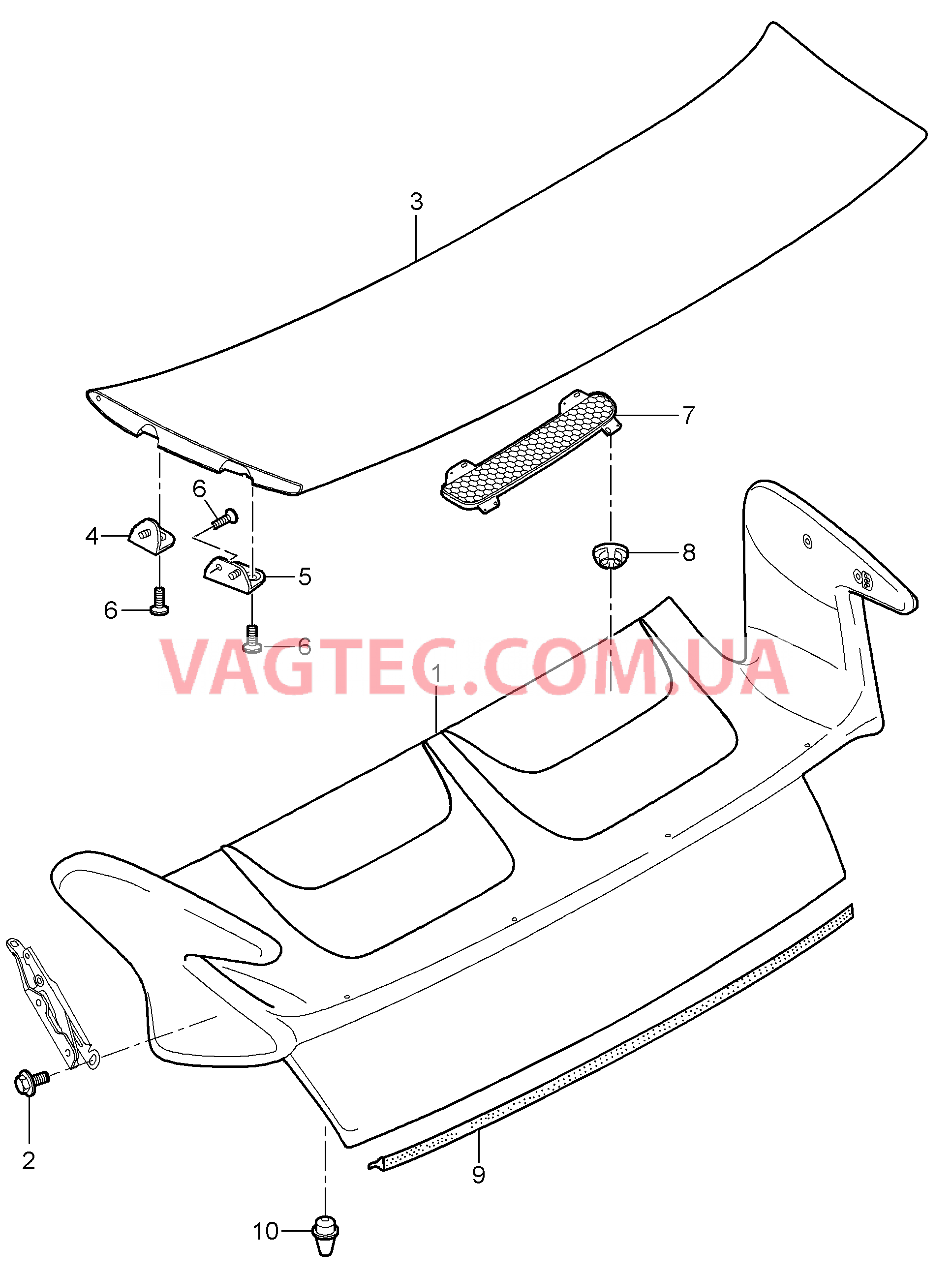 803-008 Крышка, задний, Аэродинамический обвес для PORSCHE 911.Carrera 2005-2008USA