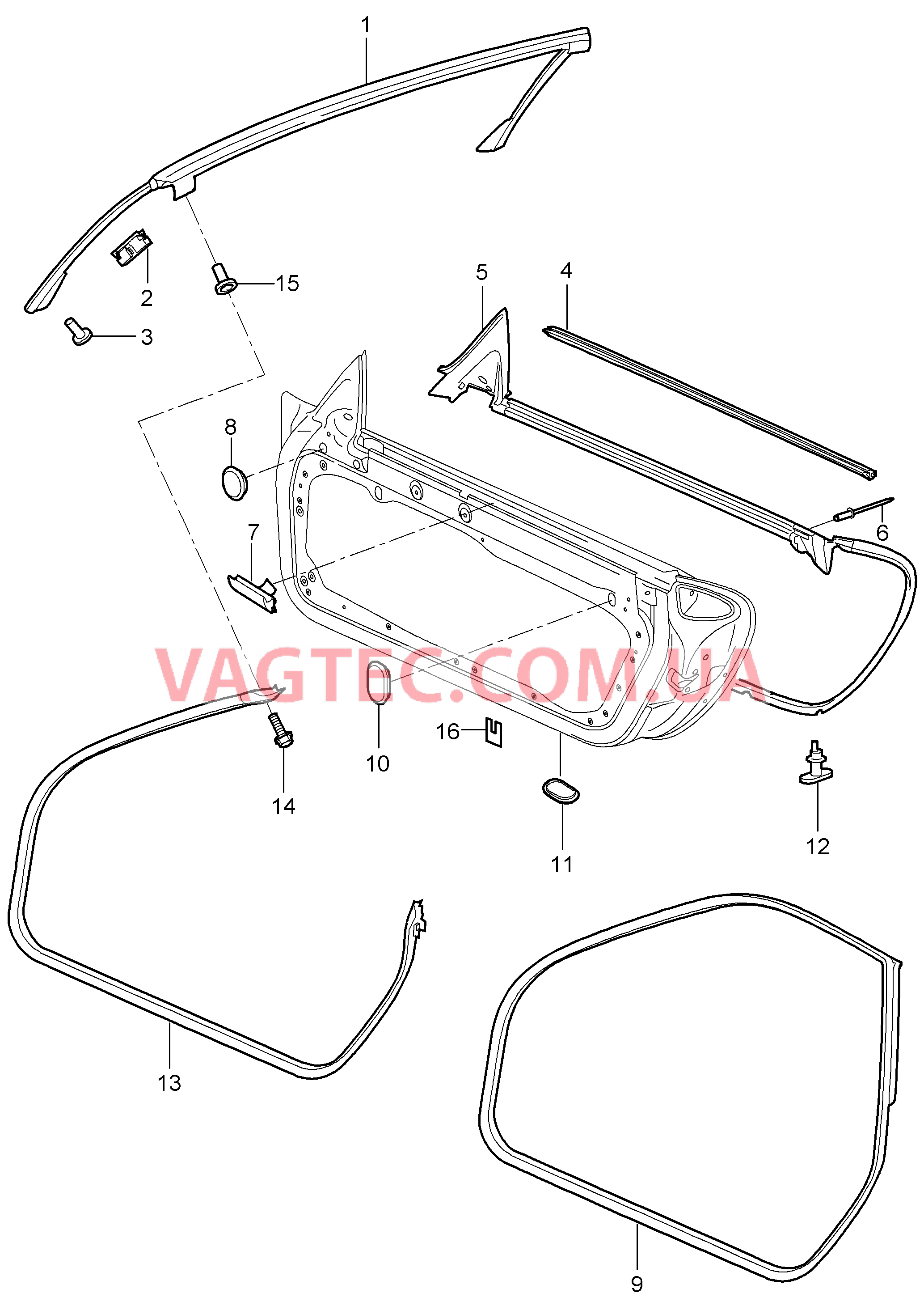 804-010 Дверн.уплотнитель, Прокладка, Лобовое стекло для PORSCHE 911.Carrera 2005-2008