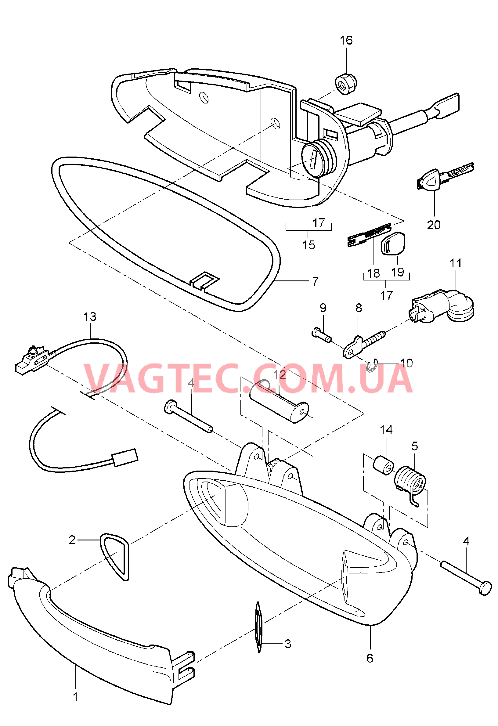 804-020 Рукоятка двери для PORSCHE 911.Carrera 2005-2008