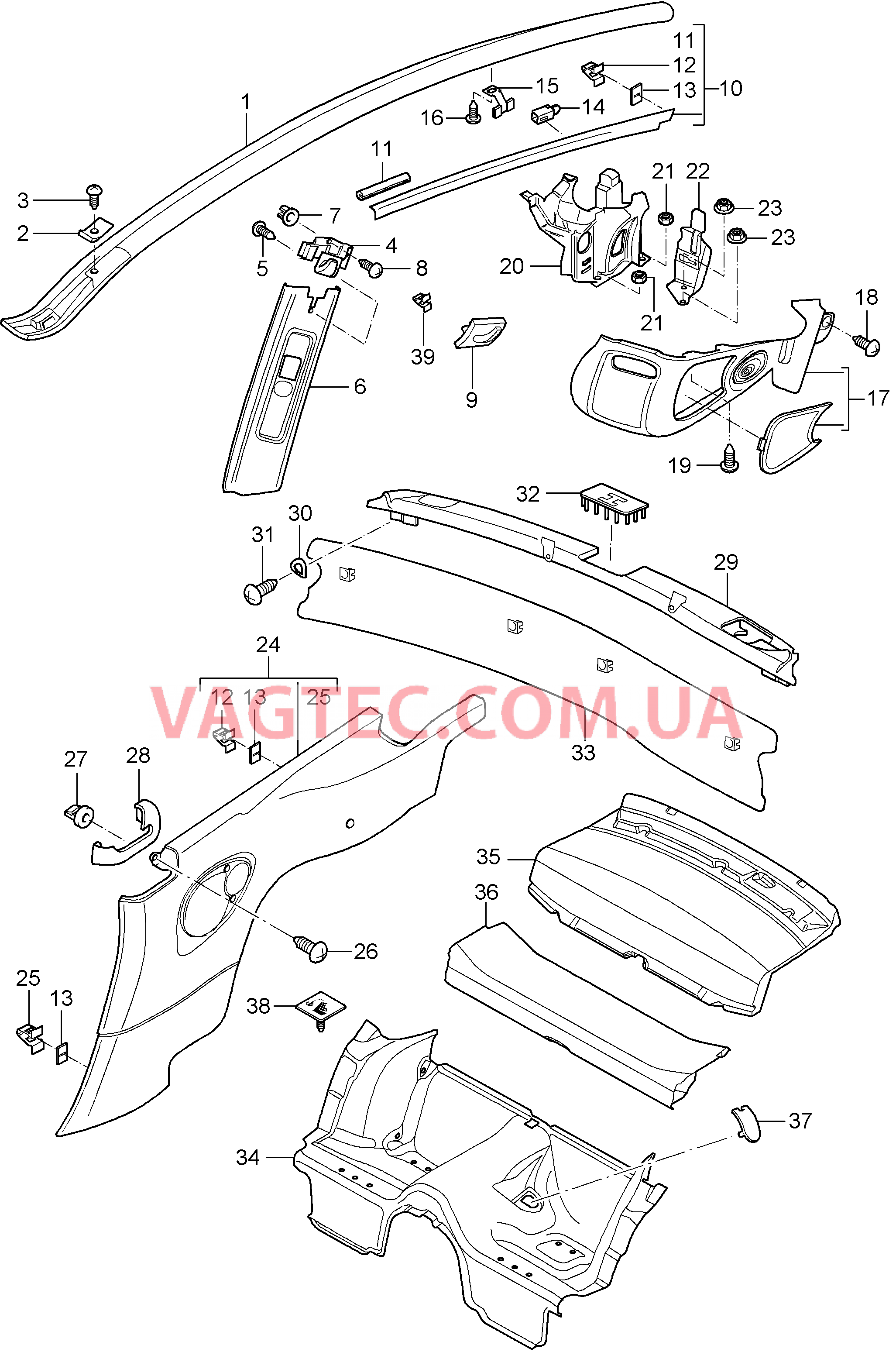 807-006 Обивки, задний
						
						TARGA для PORSCHE 911.Carrera 2005-2008