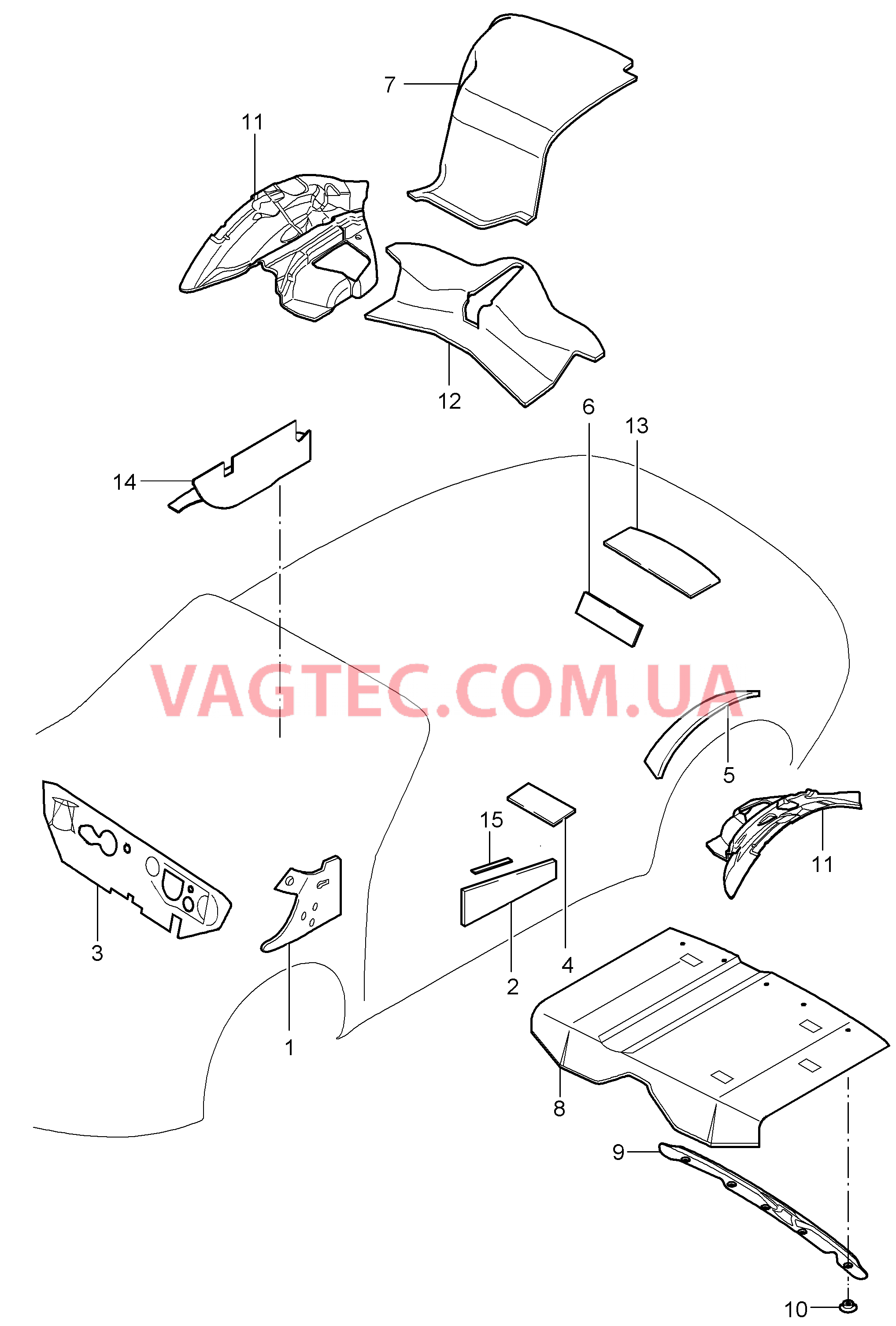 807-016 Кузов, Звукоизоляция 1
						
						CABRIO для PORSCHE 911.Carrera 2005-2008USA