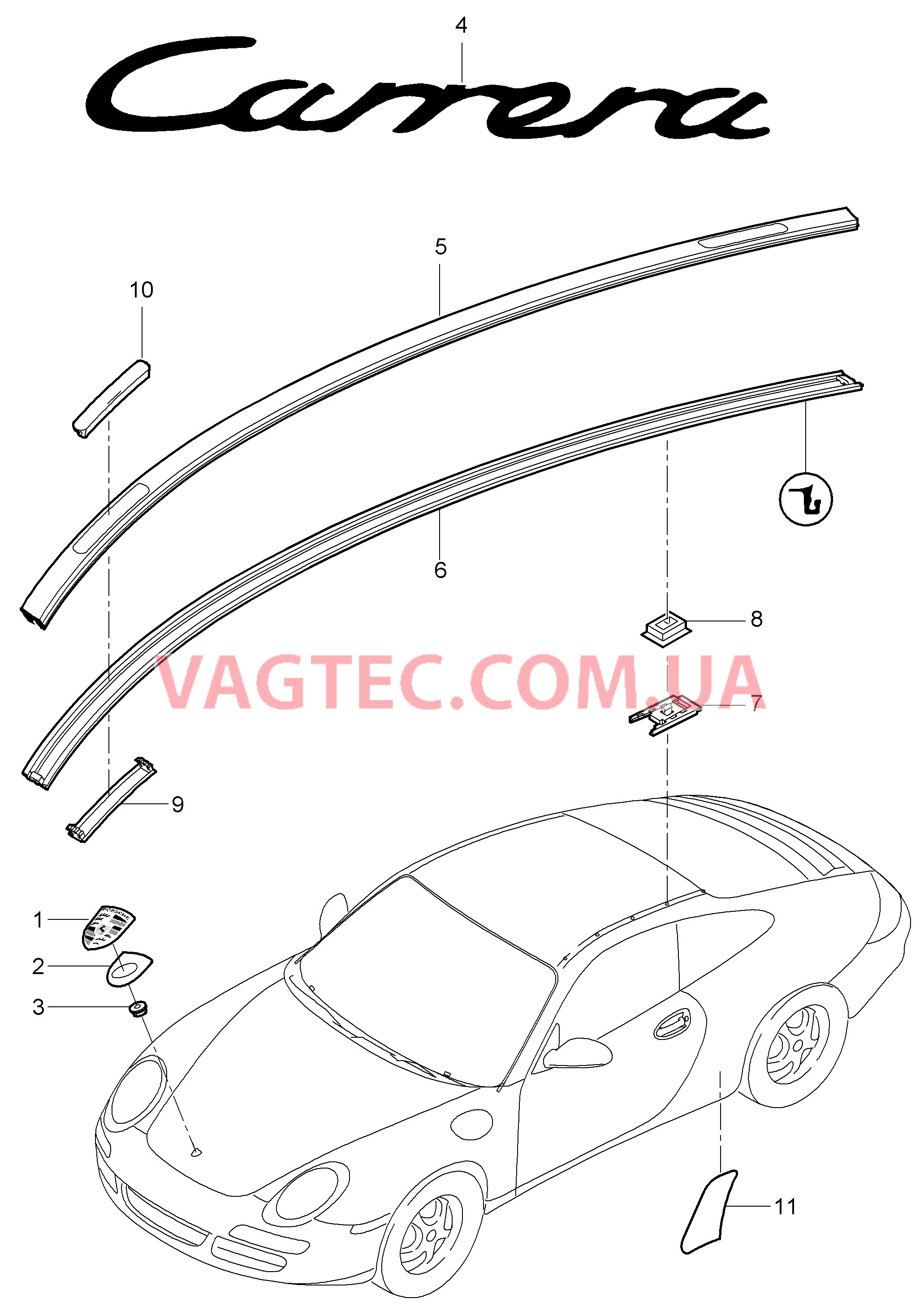 810-000 Надписи, Декоративные обшивки, Пленка защиты от камней для PORSCHE 911.Carrera 2005-2008USA